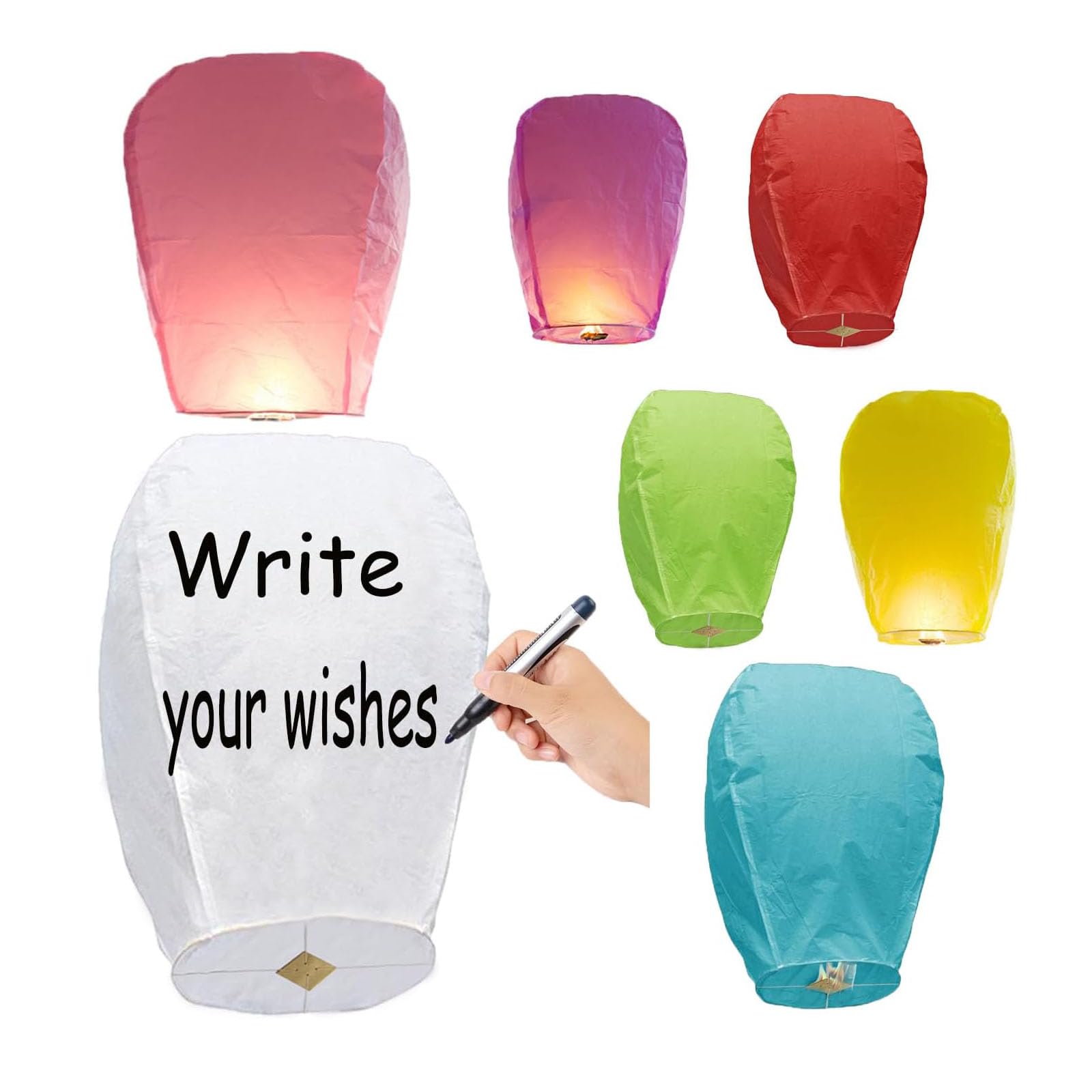 Sky Lantern 15pack to Release in Sky an Unforgettable Memory Home Gatherings Decoration Floating Paper Lanterns for Memorial,Sentiment for Party, Wedding, Birthday, Anniversary Festival Multicolor