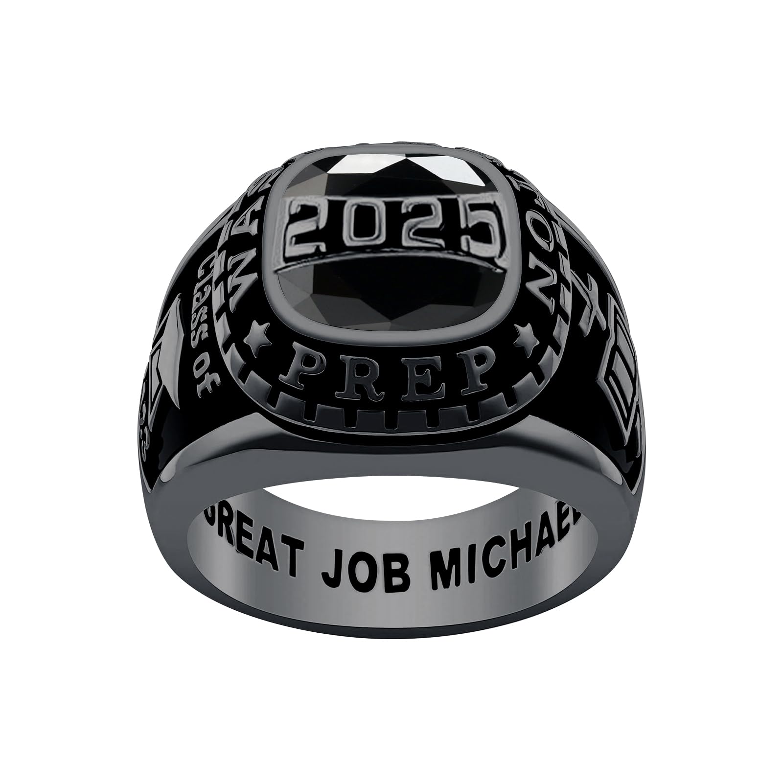 Personalized Class Ring High School College Custom Birthstone Rings 925 Sterling Silver Engraved 2025 Graduation Jewelry