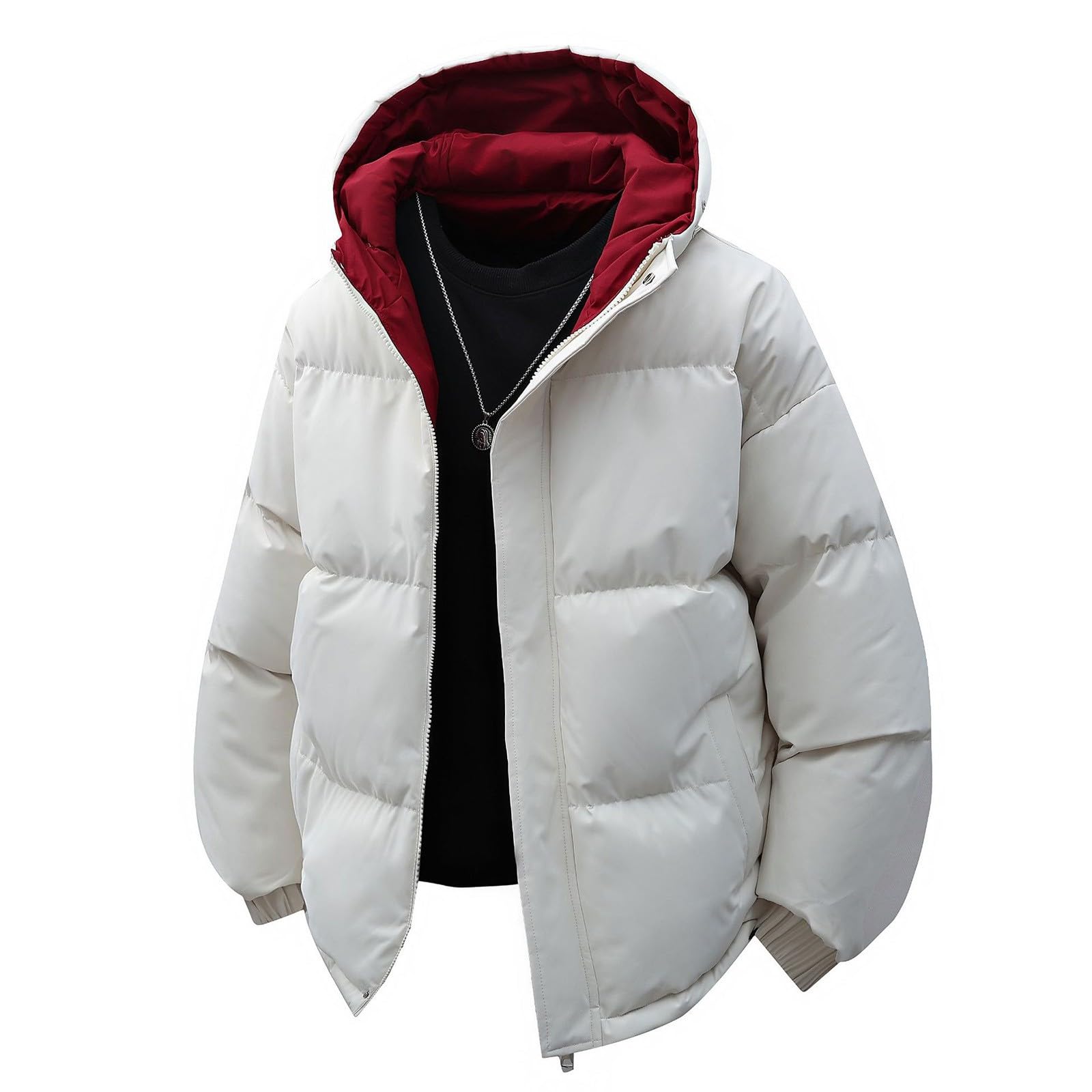 Winterjacke Herren Daunenjacke Steppjacke mit Kapuze Wärme Puffer Jacke