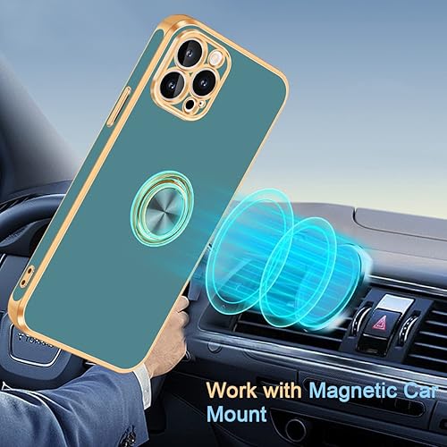 Miniatura 7 de Fingic Funda para iPhone 12 Pro, funda para iPhone 12 Pro con soporte de anillo, soporte delgado y delgado, soporte para automóvil, protección a