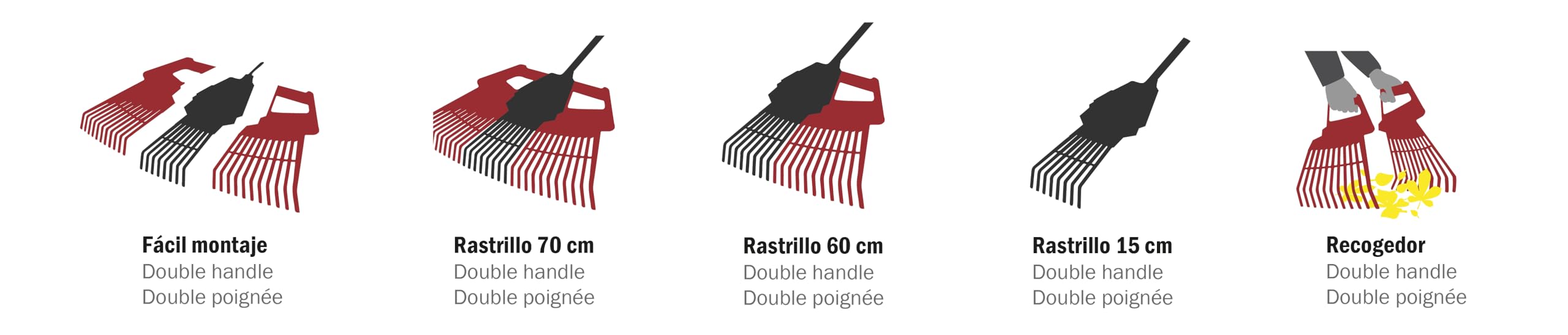Kamikaze Rastrillo de Hojas Ajustable con Mango de 174cm,rastrillo Hojas Desmontable,rastrillo Recoge Hojas Jardin,rastrillo Jardin con Mango para Hojas,rastrillo para Limpiar Plantas, césped y Patio