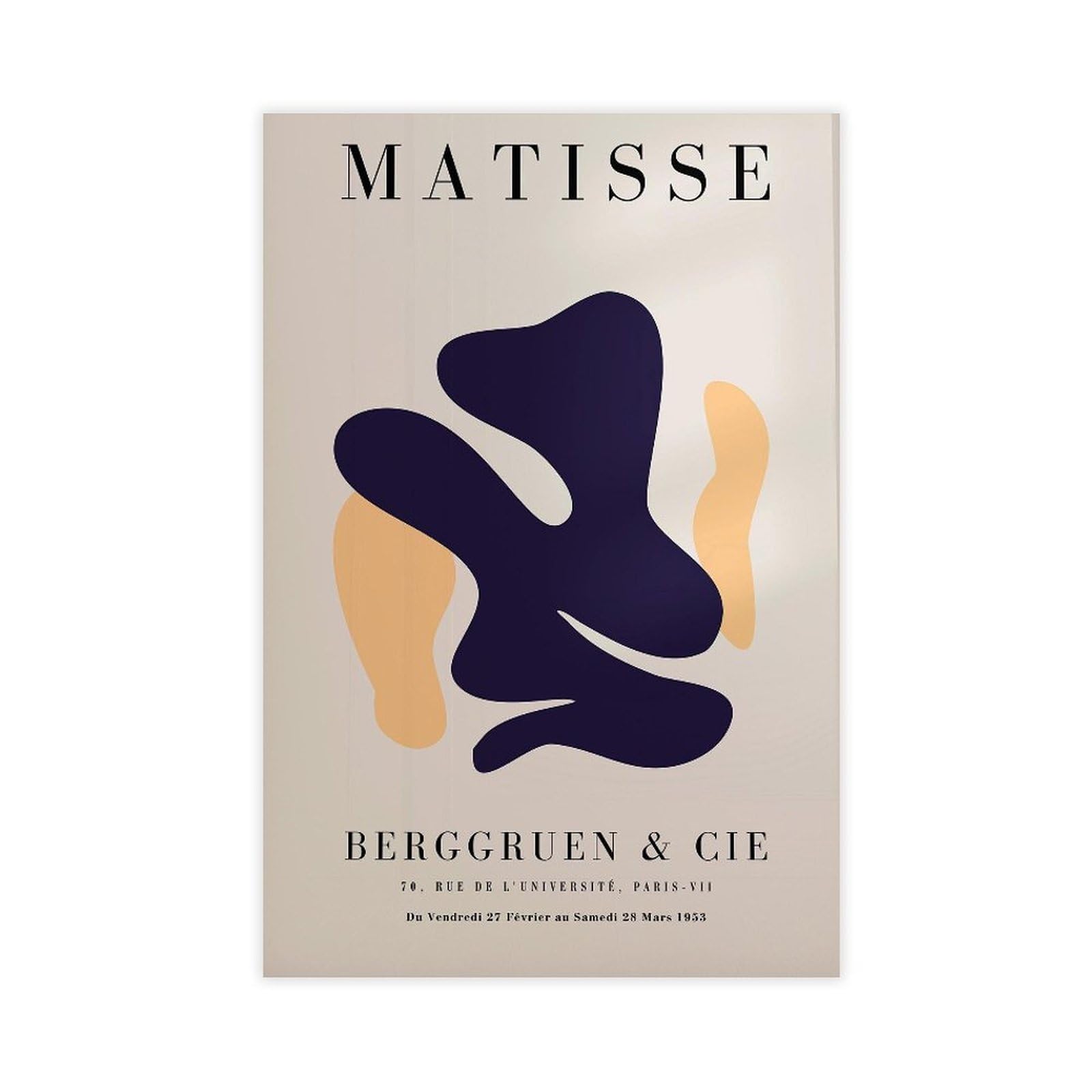 Heyanm Blue Matisse Print_ Papiers Decoupes Mid Canvas Poster Bedroom Office Room Decor Gift Unframe 20X30inch