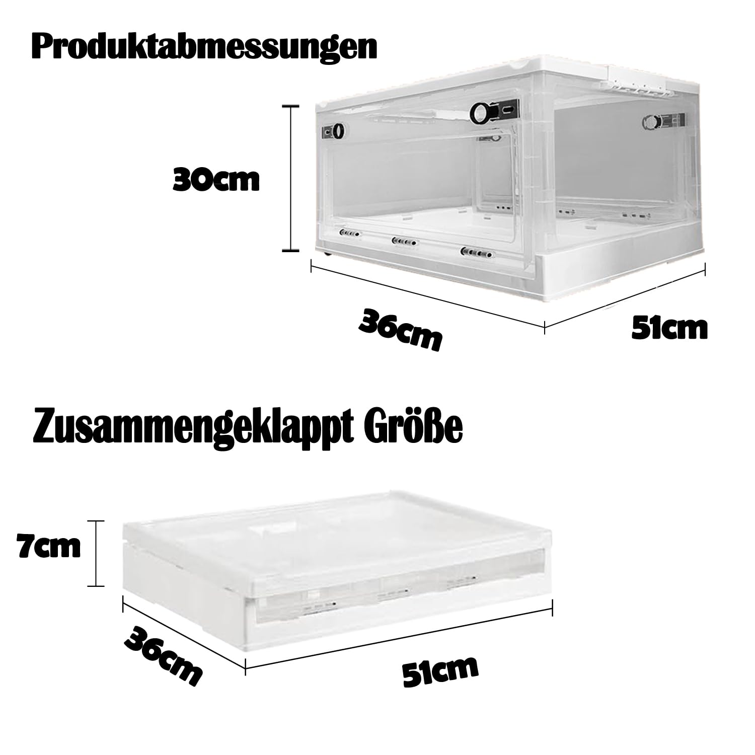 Hooha 56L Draußen Faltbare Aufbewahrungsbox Durchsichtig Stapelbare Aufbewahrung Box mit Decke&Rollen Transparent Organizer Storage Box für Outdoor-Snacks/Bücher/Werkzeuge Zusammengeklappte Höhe 7cm