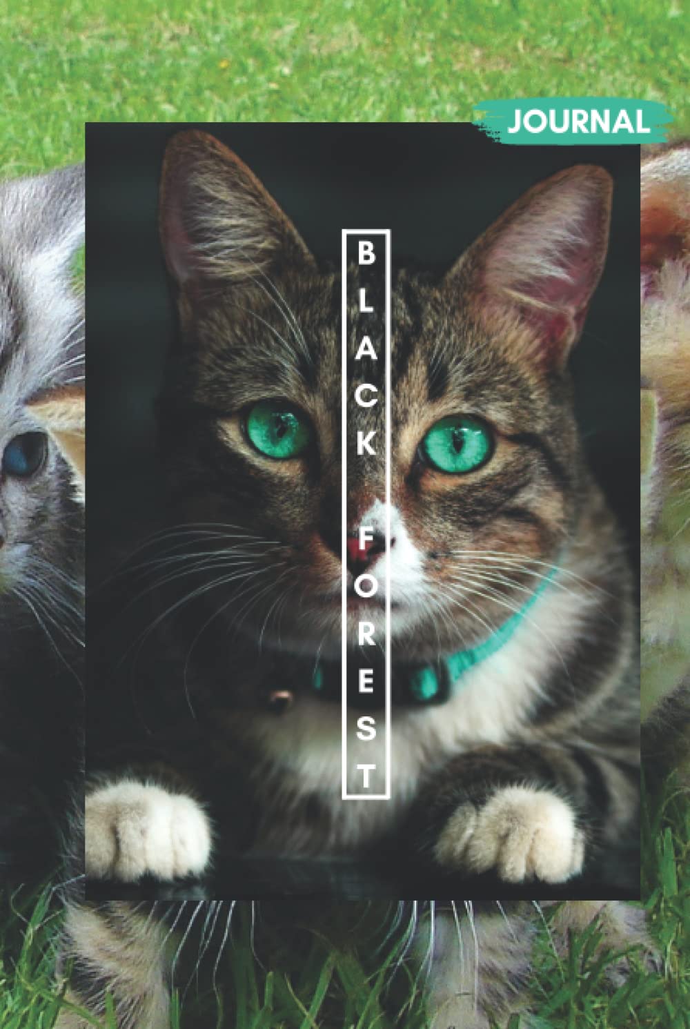 Black Forest Journal: Cat eye (coloured with tore paper and leaf style pages) for Animal lovers (122pages, 6×9 inch, Glossy premium )