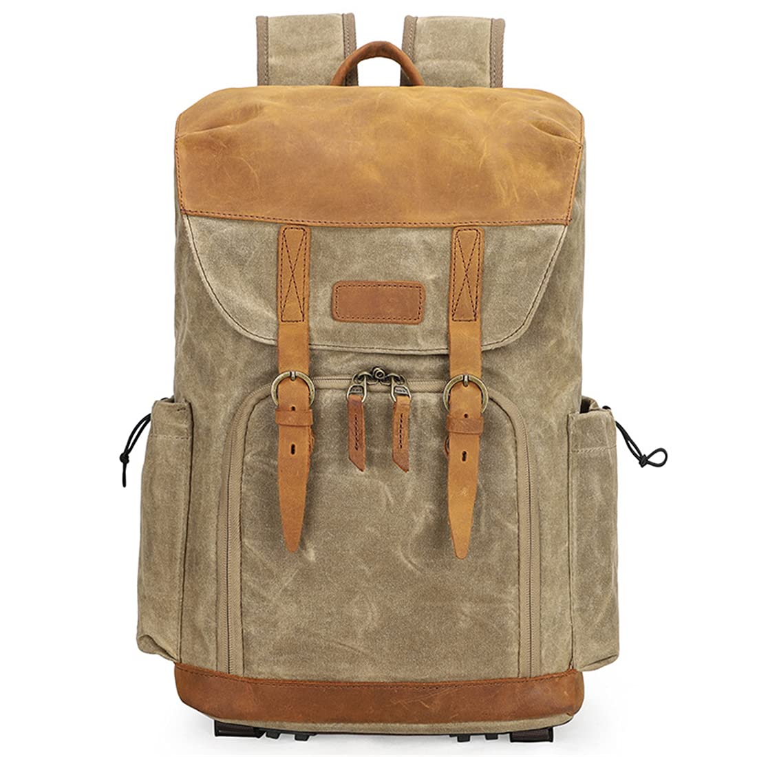 Borsa per Fotocamera, Custodia per Fotocamera DSLR Borsa per Fotocamera Resistente all'Acqua con Portafoglio E Compartimento per Laptop Compatibile, per Uomini E Donne,Cachi