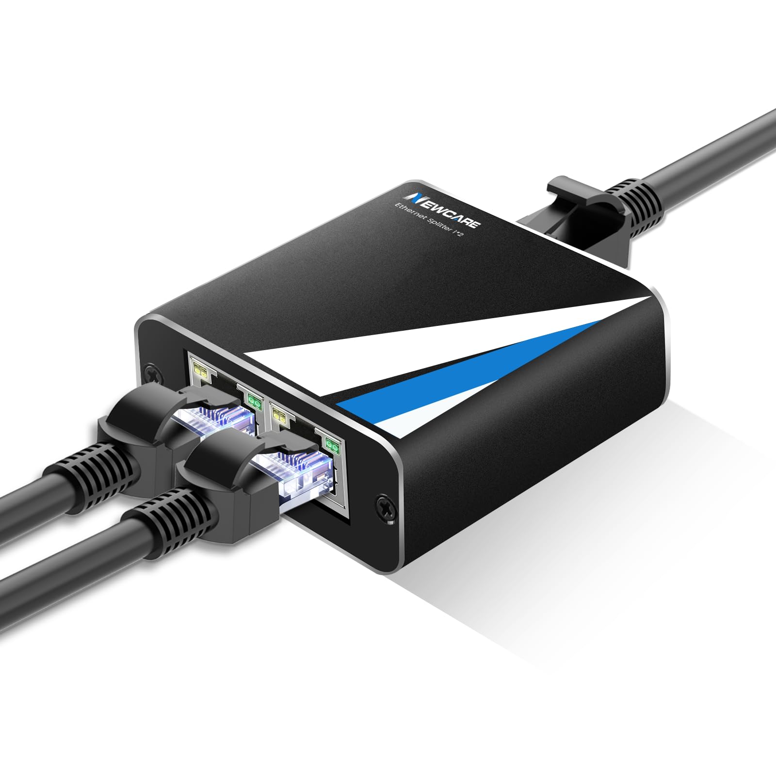 NEWCARE RJ45 Ethernet Splitter 1 to 2 Out, 1000Mbps Network Splitter with USB Power Cable, Gigabit LAN Internet Splitter Connector for Cat 5/5e/6/7/8, Support Two Devices Working Simultaneously