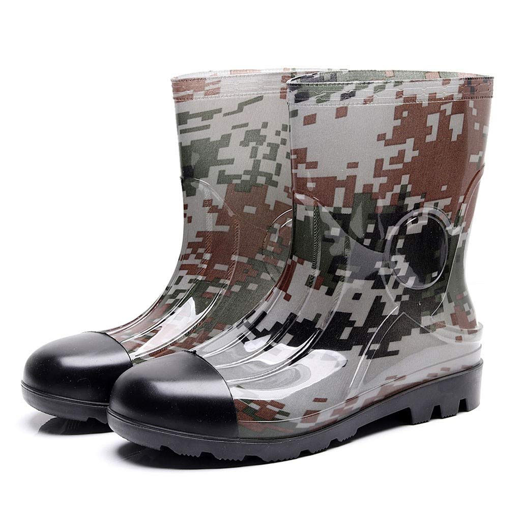 Botas de goma para hombre, diseño de camuflaje, botas de lluvia, botines de goma, impermeables, botines de tobillo, botas cortas, botas de goma, botas de lluvia, antideslizantes, botas de jardín