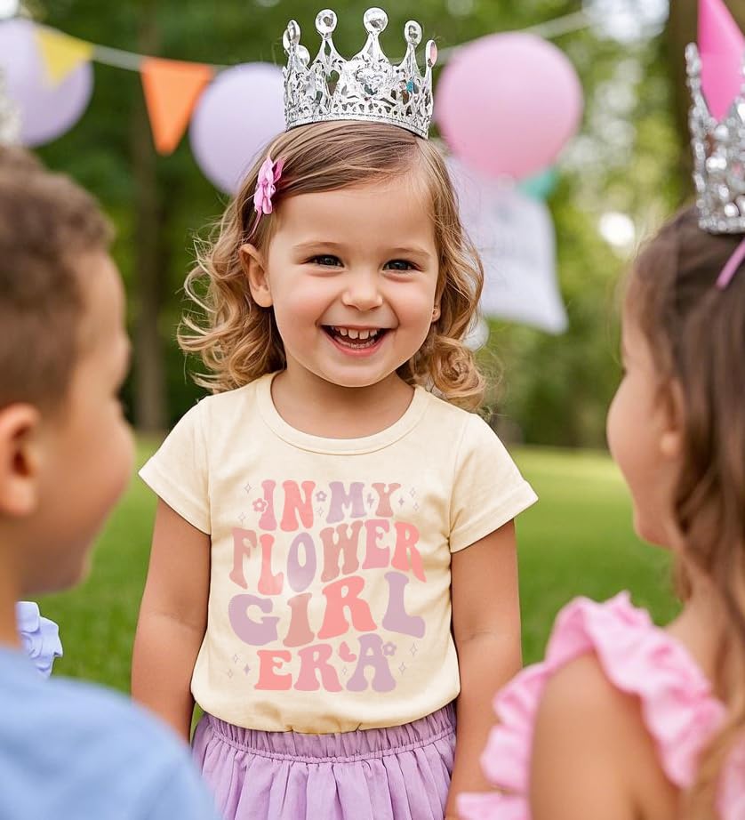 Image of Flower Girl Shirt for Toddler Girls in My Flower Girl Era T-Shirt Bridesmaid Proposal Kids Cute 2-7Years