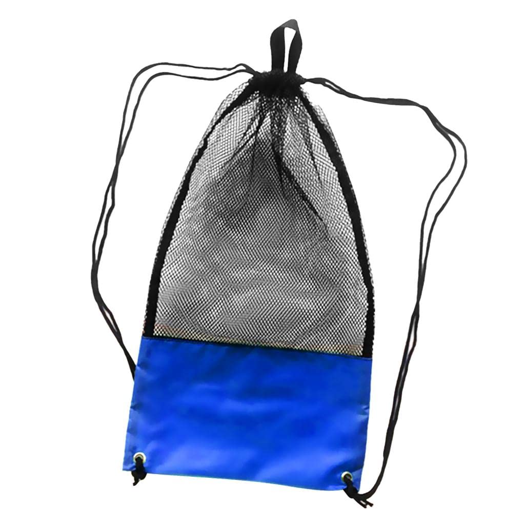 Mesh Drawstring Storage Bag for Scuba Gear Dive Fins Goggles Mask blue-image-46