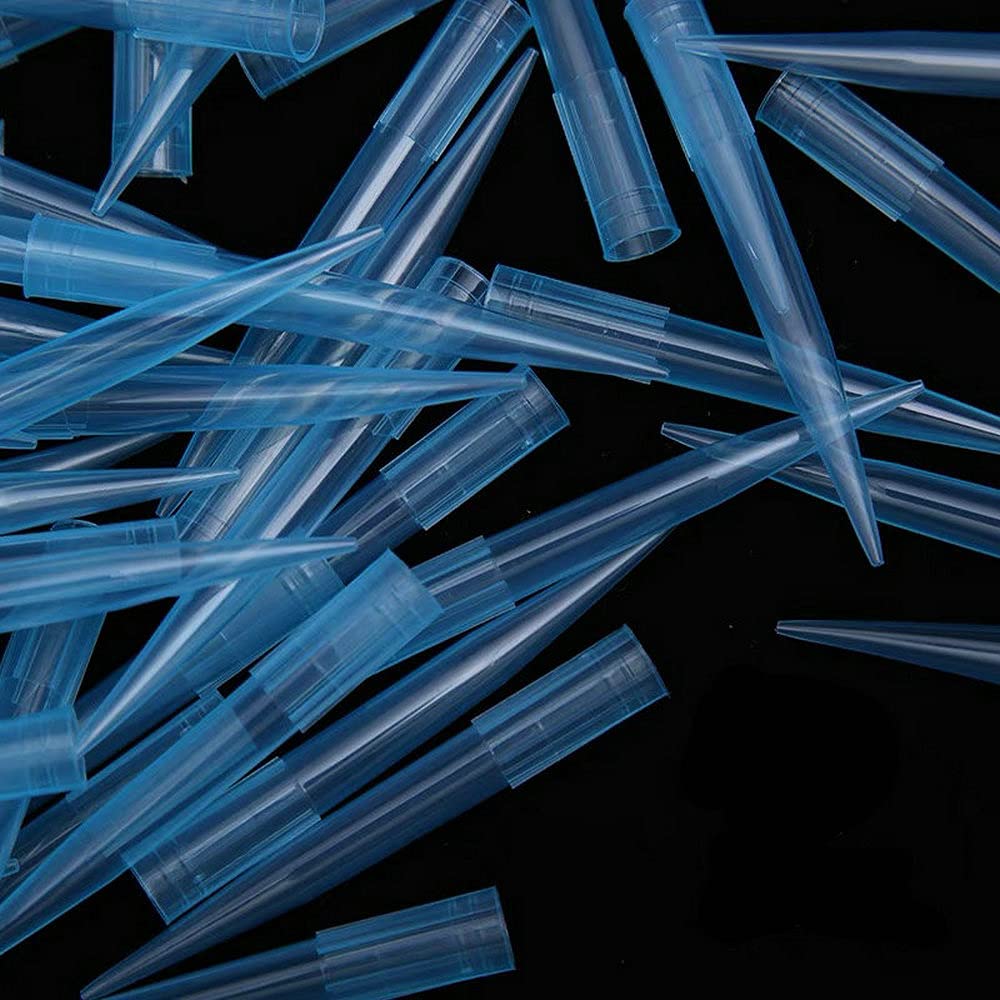 Puntali per pipette universali da 1000 ul, senza rnasi/DNase e pirogeno, trasparenti, 100 punte/rack (confezione da 1000 punte) (blu)