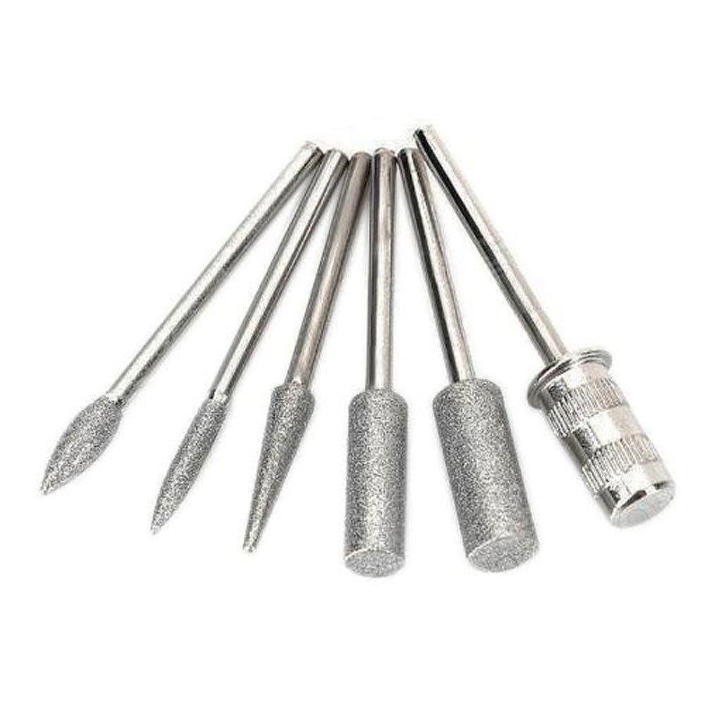 6 brocas de uñas para repuesto de máquina de 3/32 pulgadas de tamaño de vástago acrílico 3