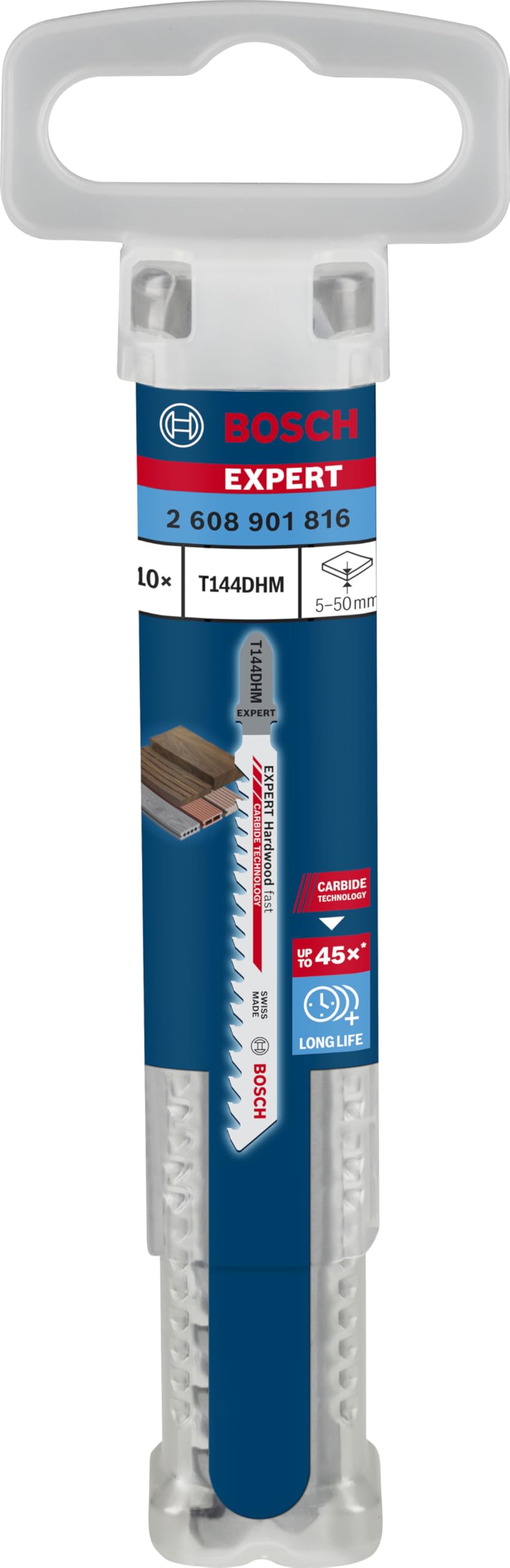 Bosch Professional 10x Lame per seghetto alternativo Expert `Hardwood Fast` T 144 DHM (per Legno duro, WPC legno plastica, Lunghezza 100 mm, accessorio Seghetto alternativo)
