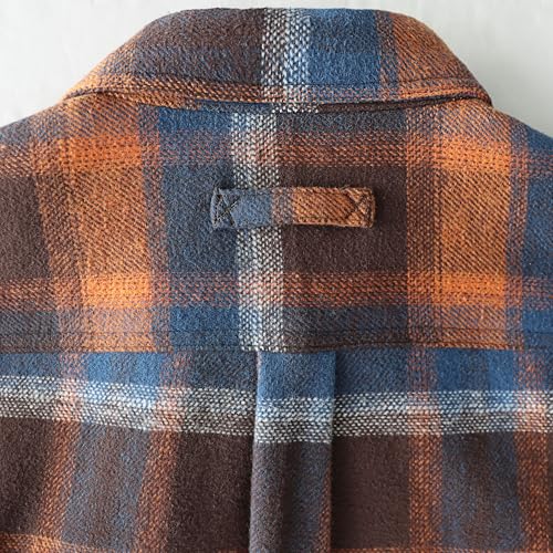 Image of Dubinik Mens Shacket Flannel Shirt for Men Lightweight Jacket Casual Plaid Coat with Warm Lining Long Sleeve Button