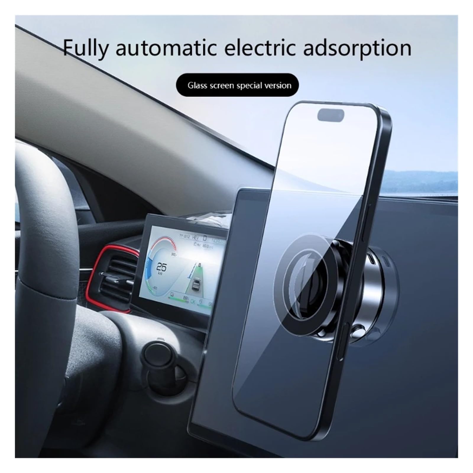 X98 Supporto For Telefono Da Auto Con Ventosa Elettrica A Vuoto, Supporto Da Auto Pieghevole Magnetico Con Rotazione A 360° - Compatibile Con IPhone 12-16 Pro, Tutti Gli Smartphone(Silver)