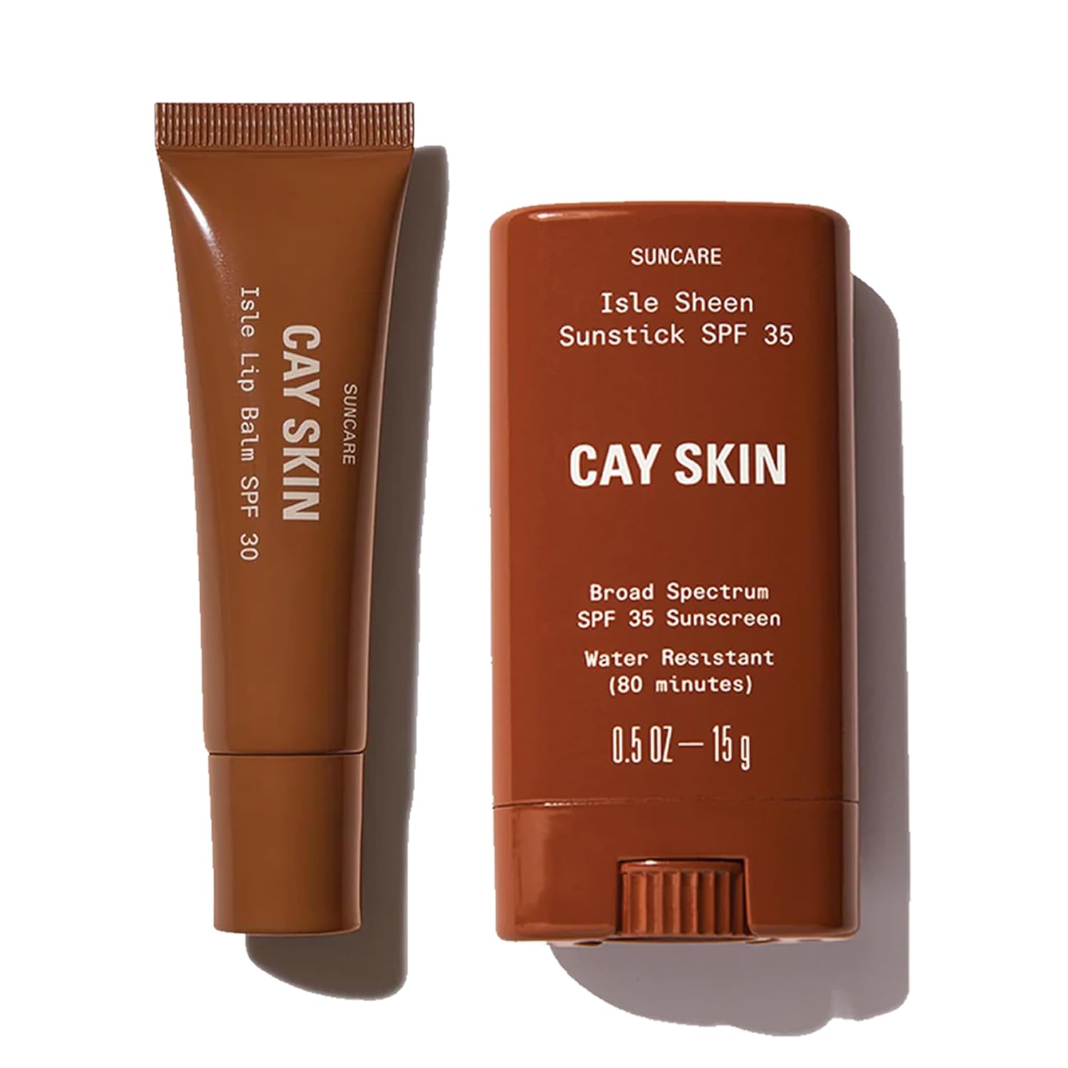 Cay Skin Isle Lip Balm SPF 30 & Invisible Sunstick SPF 35 Set – Hydrating, High-Shine Clear Lip Gloss .35 oz & Reef Safe, Travel Size Broad Spectrum Face & Neck Sunscreen .5 oz – For All Skin Types