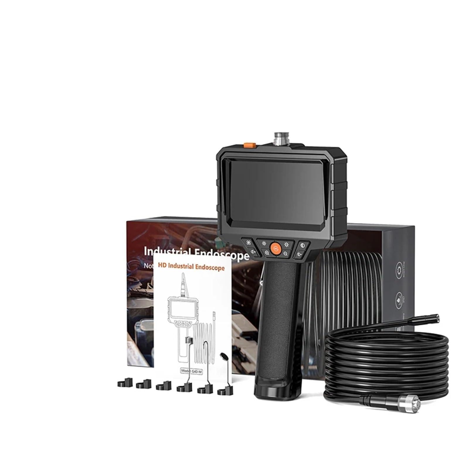 Industrial Endoscope Camera 4.3 Inch IPS Screen HD 1080P Pipe Sewer Inspection Borescope IP67 Waterproof LED 2000mAh For Car(1m)