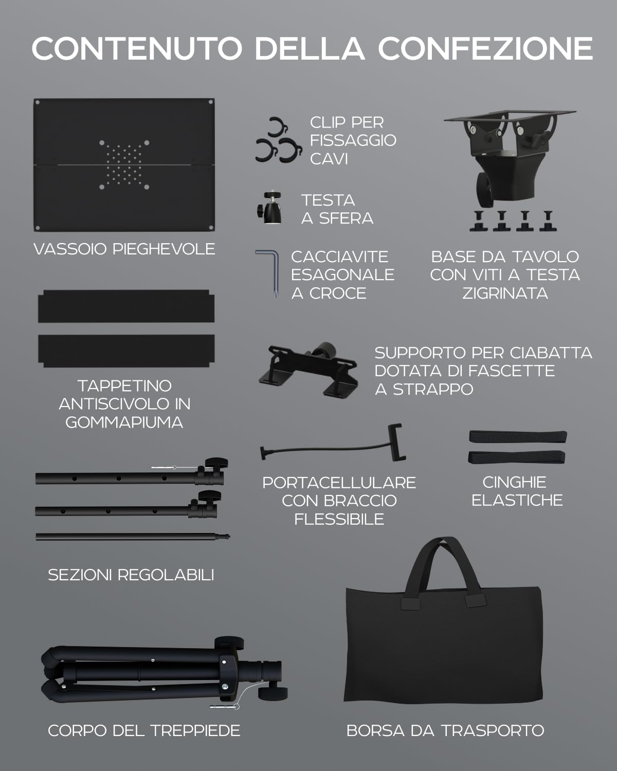 Supporto per treppiede per proiettore, regolabile da 68,6 a 157,4 cm, proiettore da pavimento portatile e supporto per laptop, macchina fotografica e luce, rack per DJ e supporto per musica o film