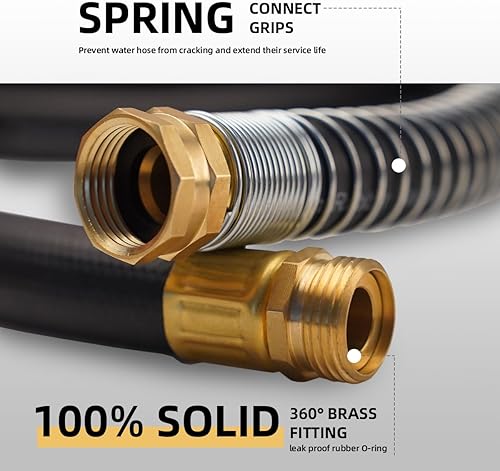 Miniatura 2 de Wiseflow Manguera de jardín de goma resistente de 90 pies 58  300 psi, explosión de 1000 psi, agua calientefría, trenzado de cinco capas para mayor