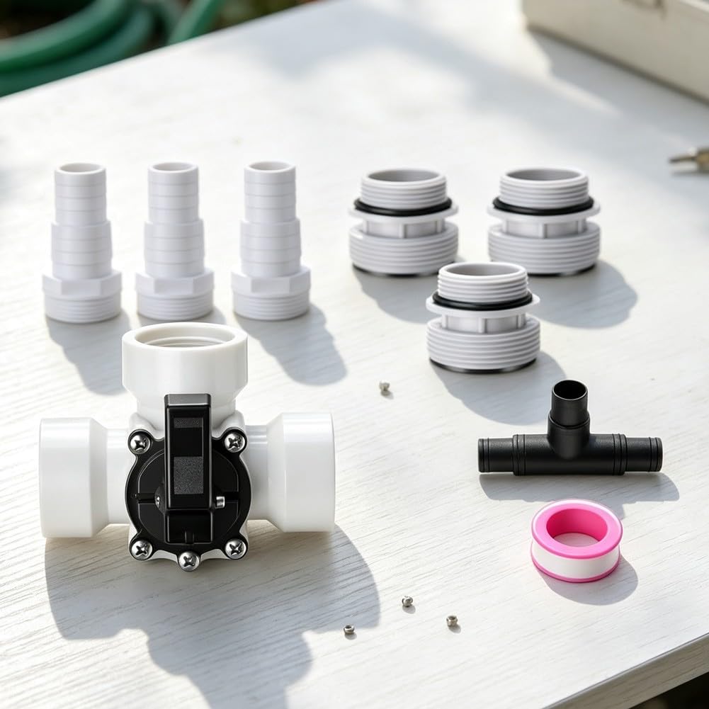 Adaptateur de tuyau de valve de dérivation à 3 voies pour raccords de filtre de 3,8 cm avec pinces, raccord de régulateur de débit de pompe de piscine en ABS (noir)