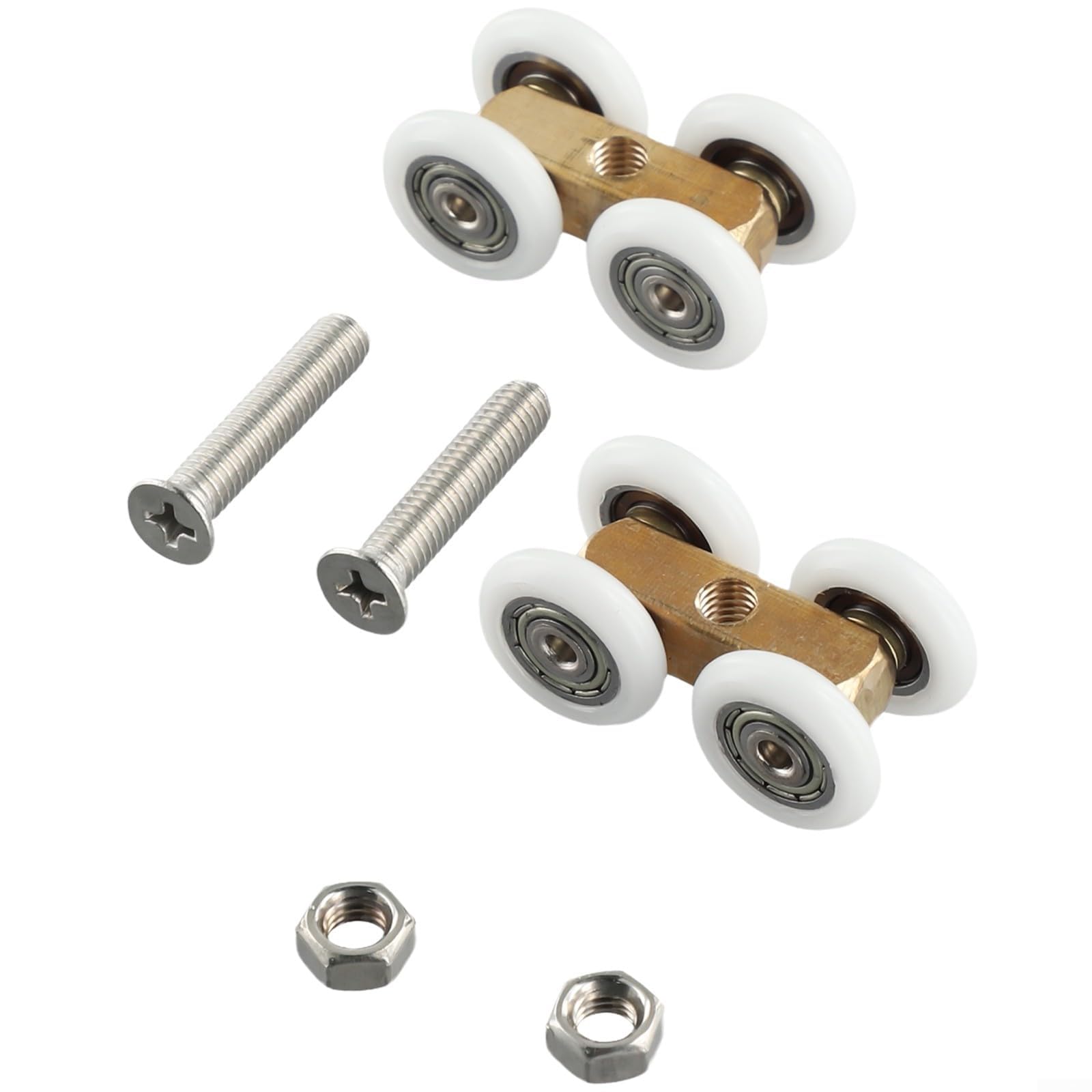 FDEFIRTFG Furniture door rollers, 2x Shower Room Rollers for Low Noise Sliding Doors with Copper and Nylon
