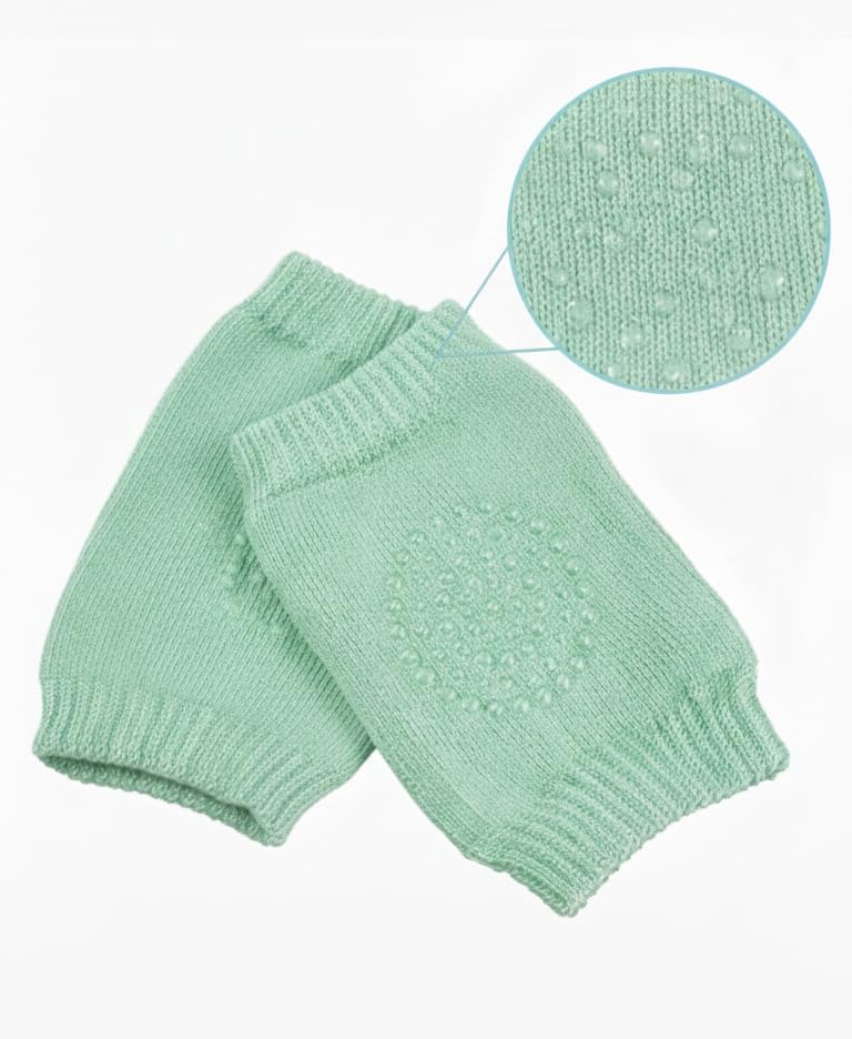 Combo Pack of 2 Pairs Baby Knee Pads for Crawling – Anti-Slip Cotton Safety Protectors – Adjustable Breathable Leg Warmers for Infants & Toddlers (Unisex) (Green) 3