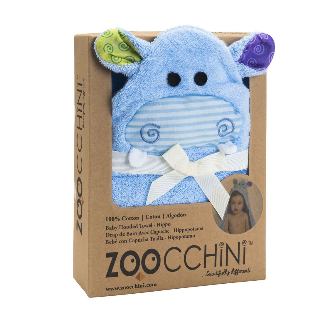 Zoocchini Asciugamano con cappuccio - Asciugamano con cappuccio baby 100% cotone