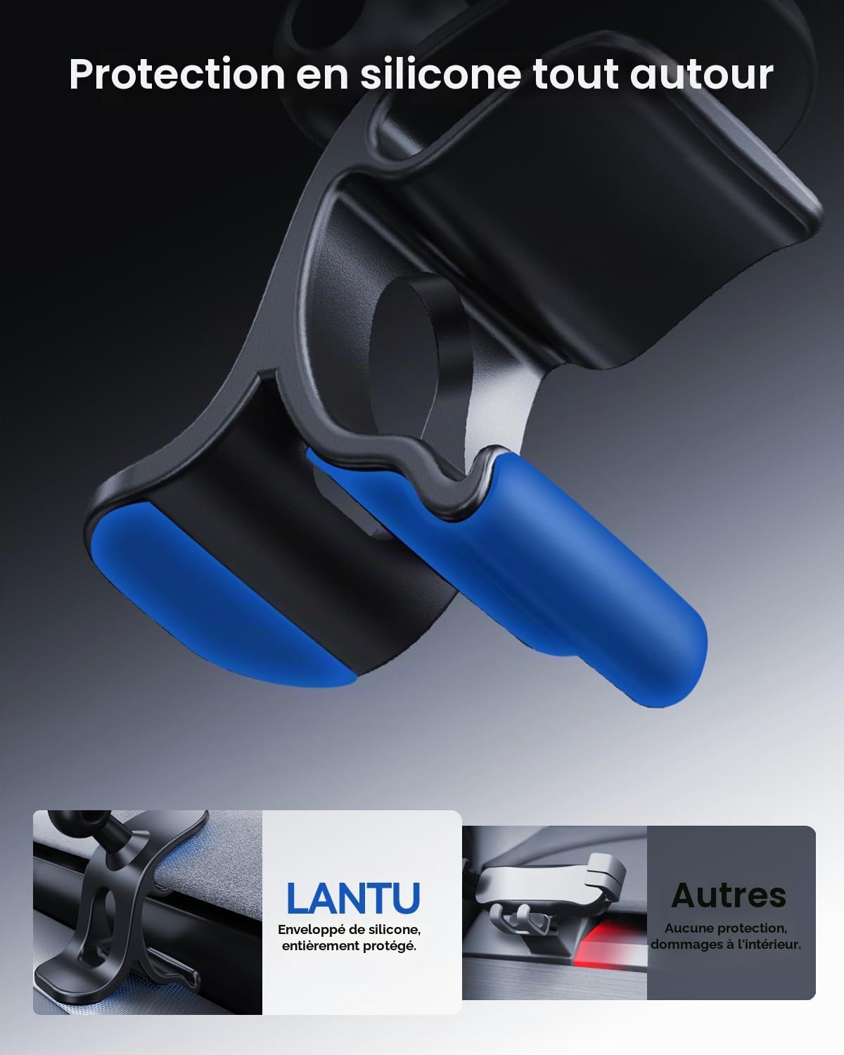 Support Téléphone pour Tesla Model Y 2025-2026 et Model 3 2024-2026 AI Détection Automatique 360° Support Téléphone Électrique pour iPhone, Samsung et Plus (Non Compatible avec Performance)