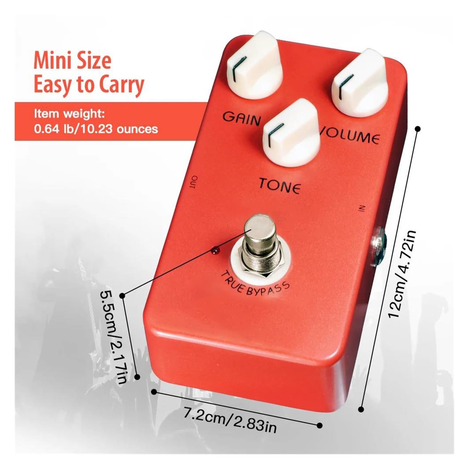 Pedale Effetto Chitarra Distorsione Rock Classico True Bypass(JF 03 2)