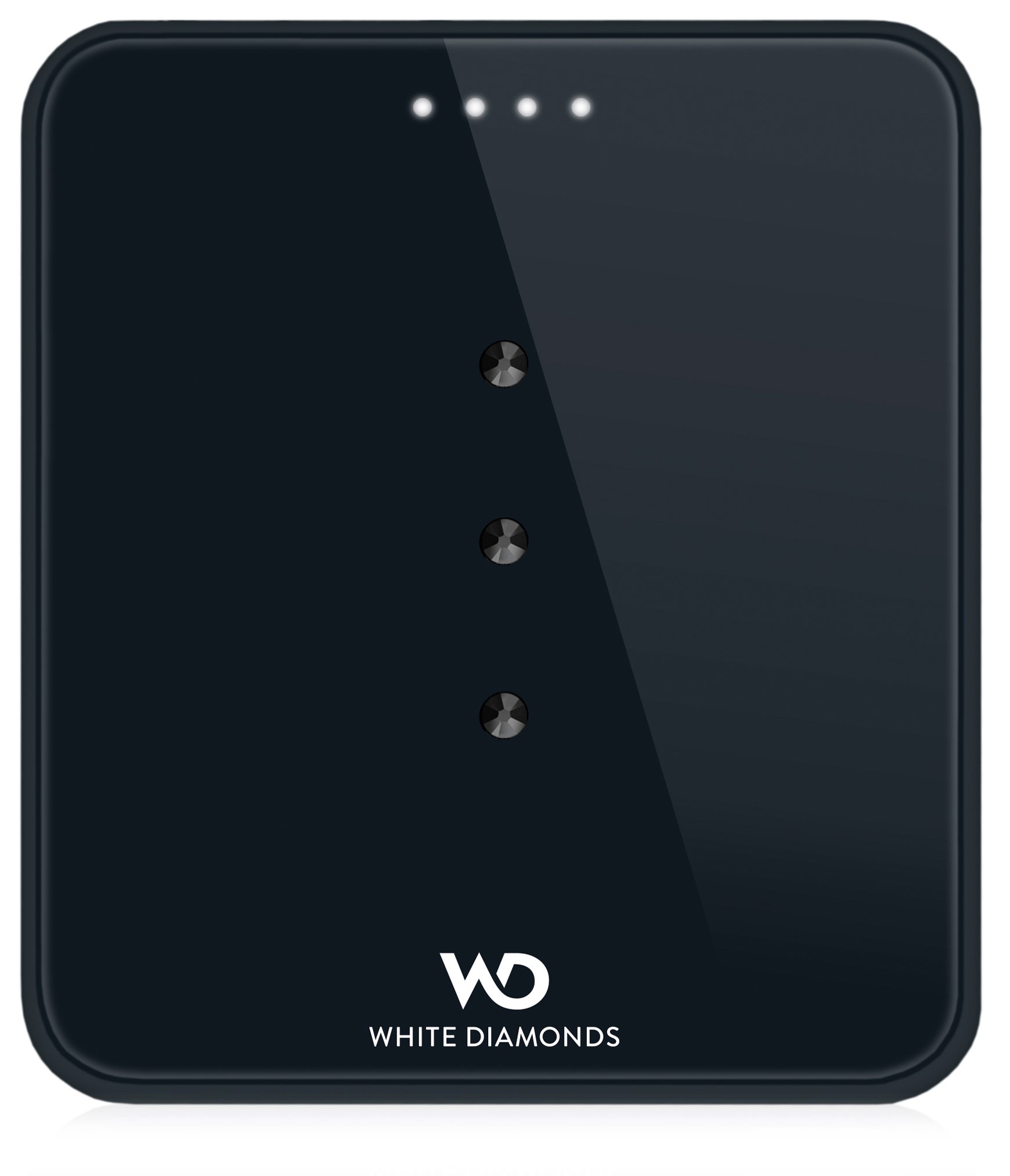 White Diamonds Small Portable Battery Charging Pack with Swarovski Elements Compatible for Smartphones - Black