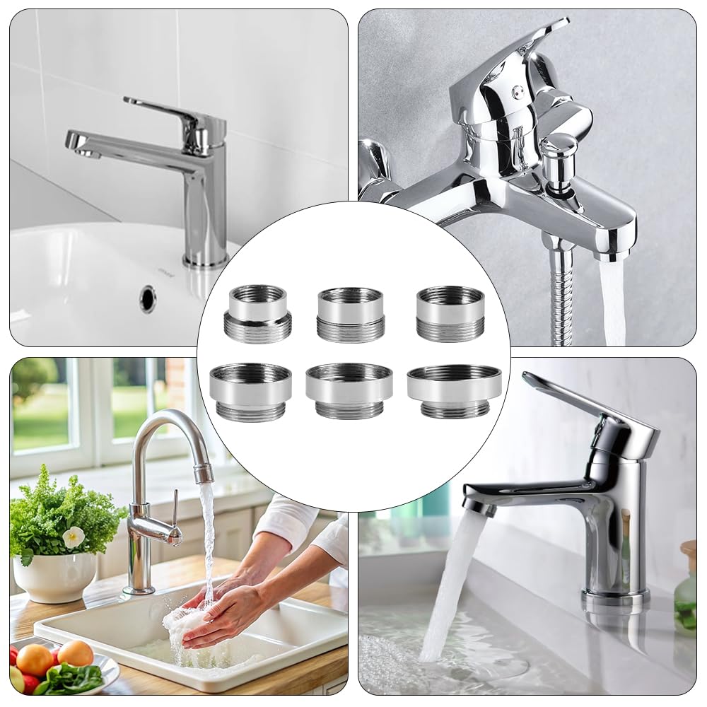 6 Piezas Adaptador Grifo, 16-28MM Juego de Adaptadores para Grifo, Adaptador de Grifo Roscado con Junta de Goma, Faucet Adapter para Manguera de Jardín, Filtro de Agua y Aireador de Cocina — view 6