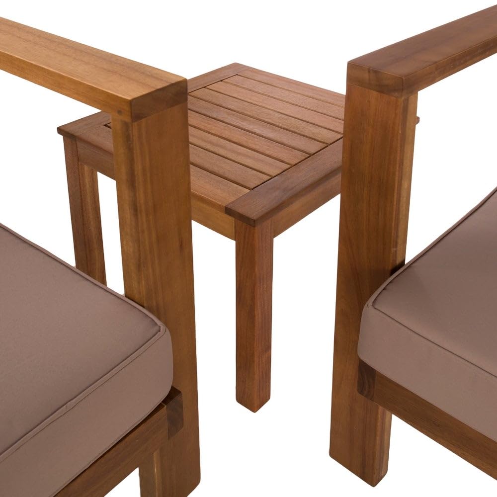 LOLAhome Mesa Auxiliar Cuadrada 40x40x40 cm, Madera Natural de Acacia, Nina | Madera Acacia Natural Maciza Marron, traspirable. Para interior y exterior. Balcón, Terraza o Jardin.