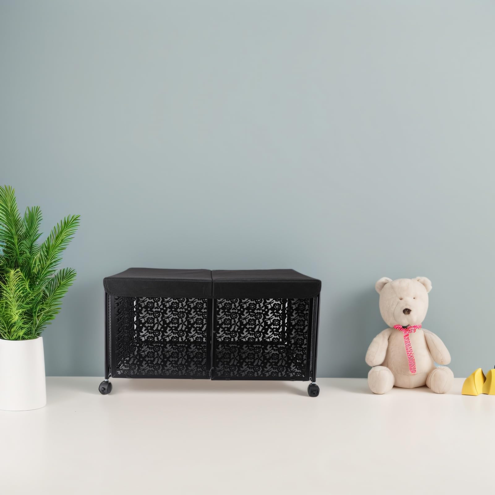 CHICIRIS Scatola portaoggetti pieghevole per giocattoli di grande capacità 70 L, resistente alla polvere, portatile, in metallo, per sala giochi per bambini, soggiorno, camera da letto per bambini