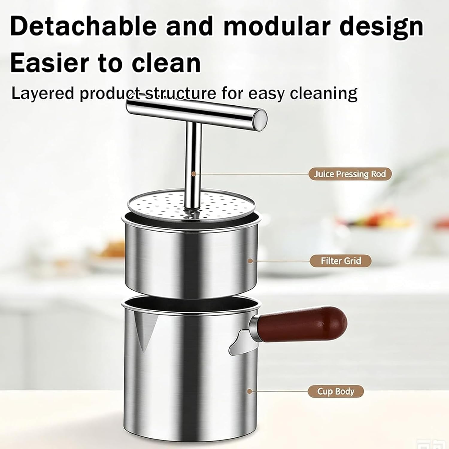 Handpresse Für Ingwer, Manueller Entsafter Aus Edelstahl, Hohe Saftausbeute, Einfache Bedienung Und Reinigung, Mit Filter, Für Zitronen, Orangen, Ingwer Und Wassermelonen