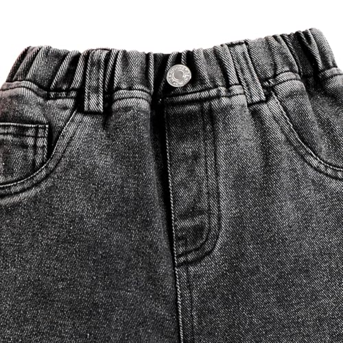 Toddler Girl Jeans, Elastic Band Wide-Leg Cargo Jeans with Utility Pockets - Girls Denim Pants (3-7T)2