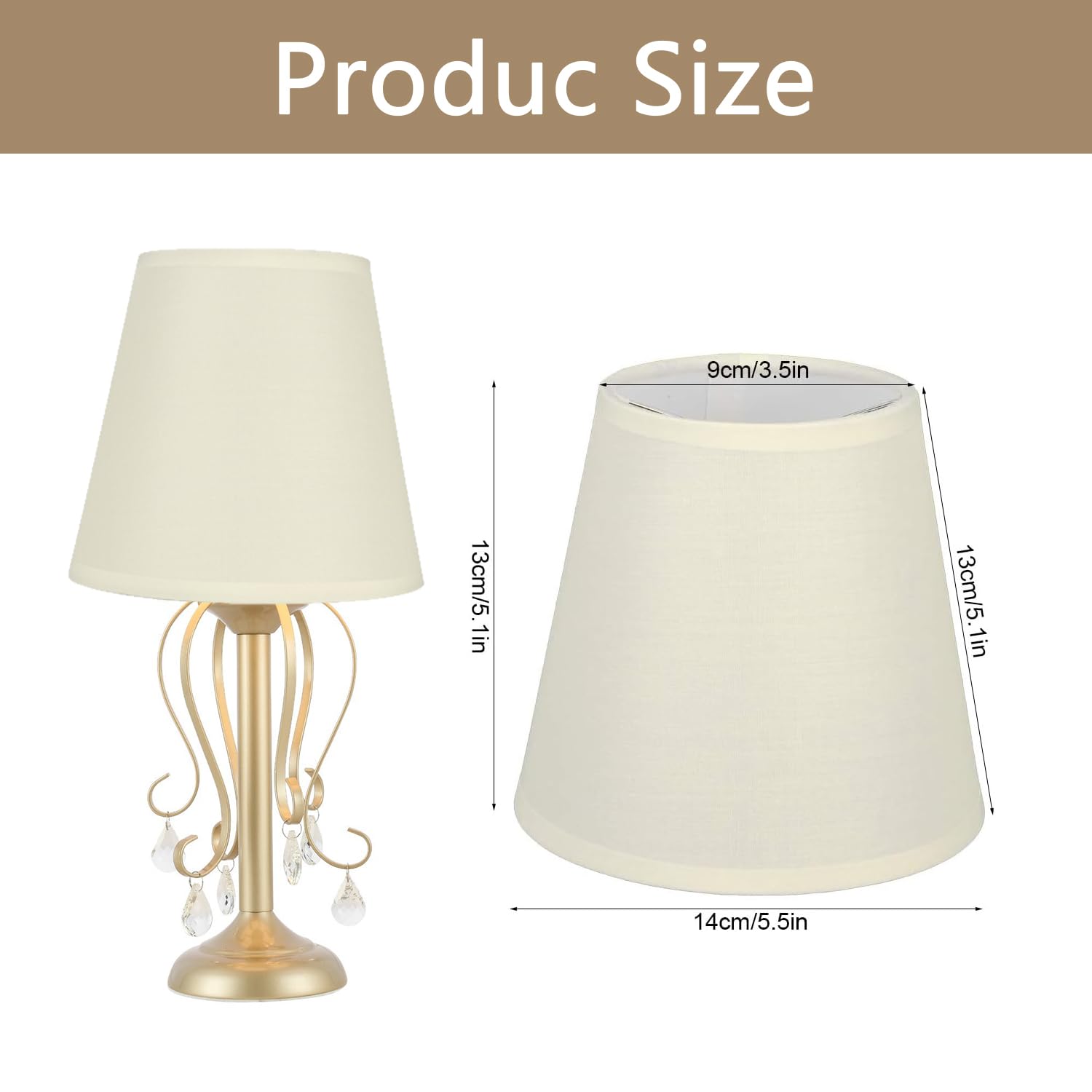 Pantallas de Lámpara Pequeñas, 6 Piezas Pantalla de Lámpara de Araña de Tela con Clip E14 Moderna para el Hogar, Accesorio de Pantalla de Lámpara de Pared de Color Crema para Lámparas de Mesa