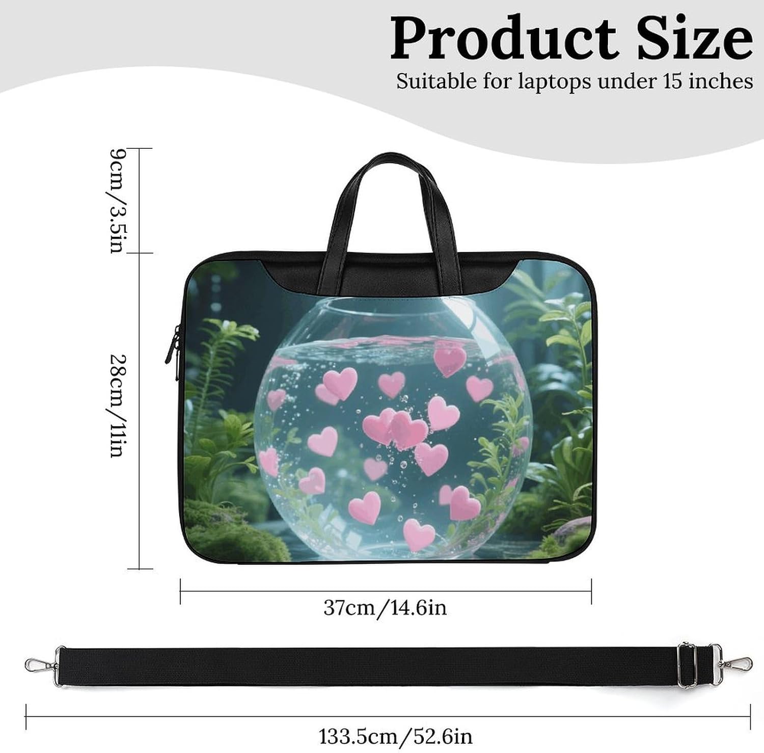 Sea of Heart PU Leather Laptop Tote Bag image 3