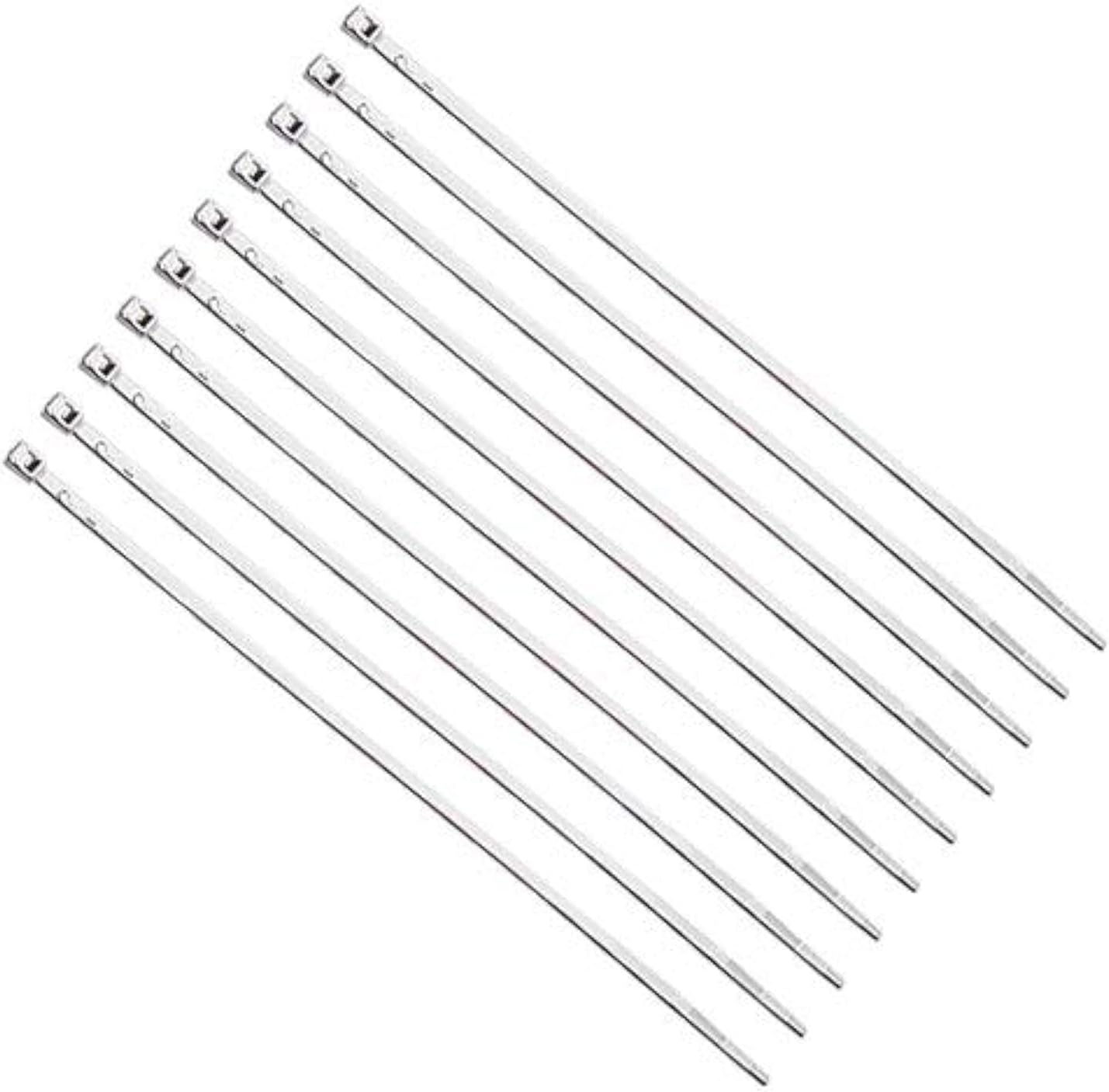 Pro-Grade 40 Pound Test Chrome Nylon 8" Wire Cable Zip Ties - 10 Pack For Custom Car Truck SUV Motorcycle Bike Builder - Cable Management