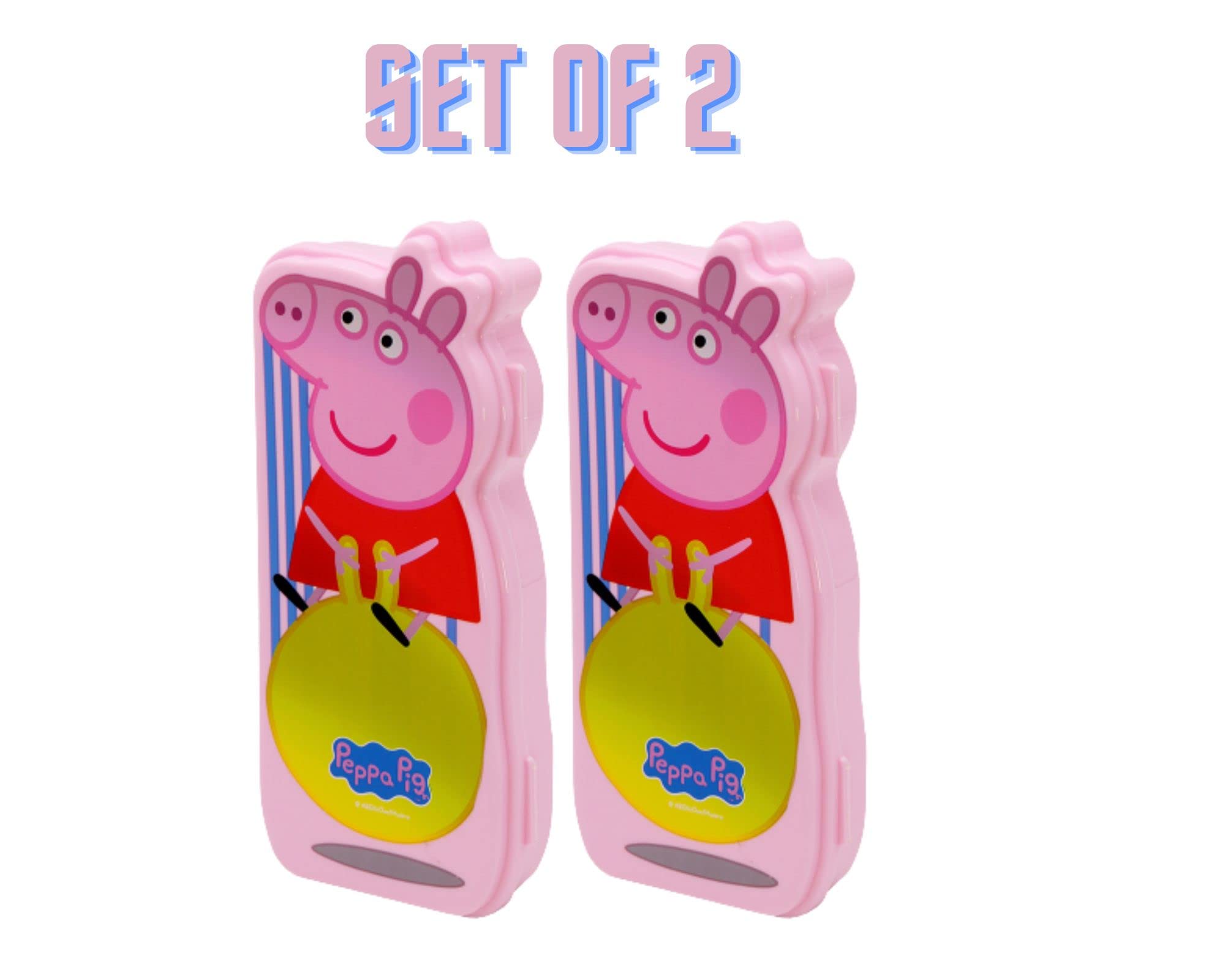 SKi Homeware Plastic Peppa Pig Pencil Box For Kids (Set Of 2
