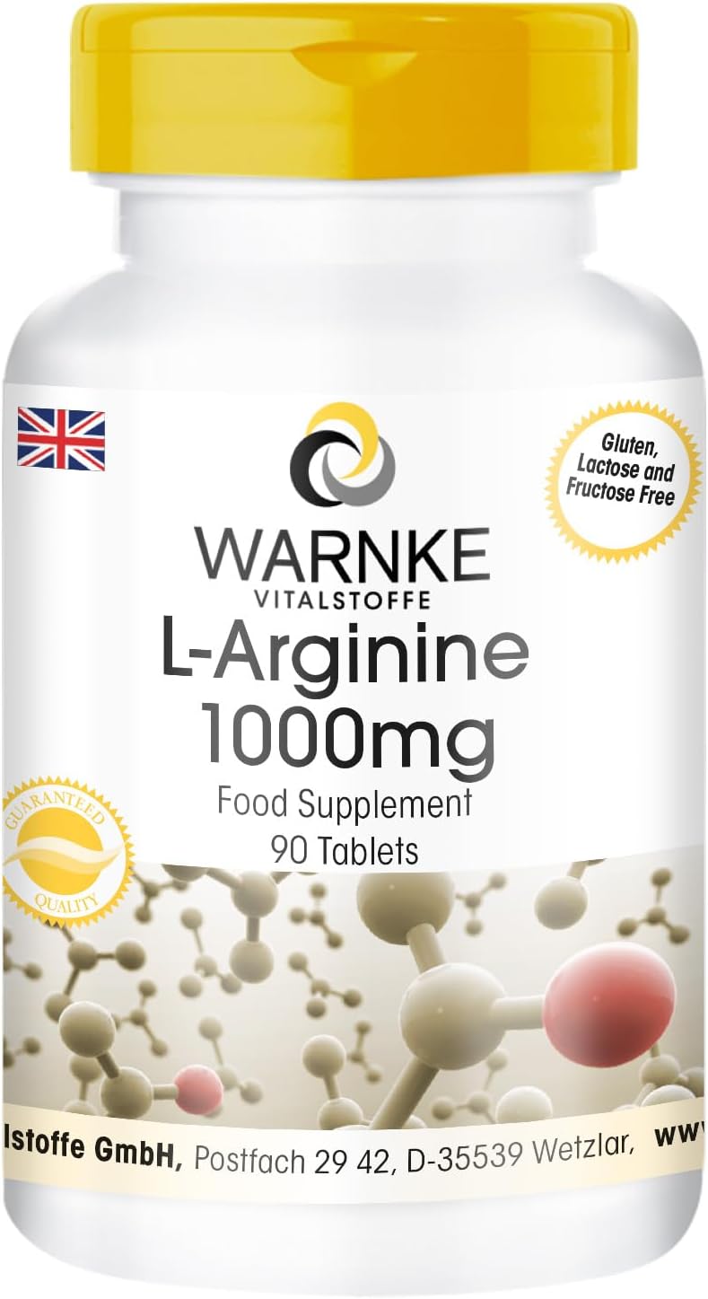 L-arginine 1000mg, Without Magnesium Stearate, 90 Tablets | Warnke Vitalstoffe - German Pharmacy Quality