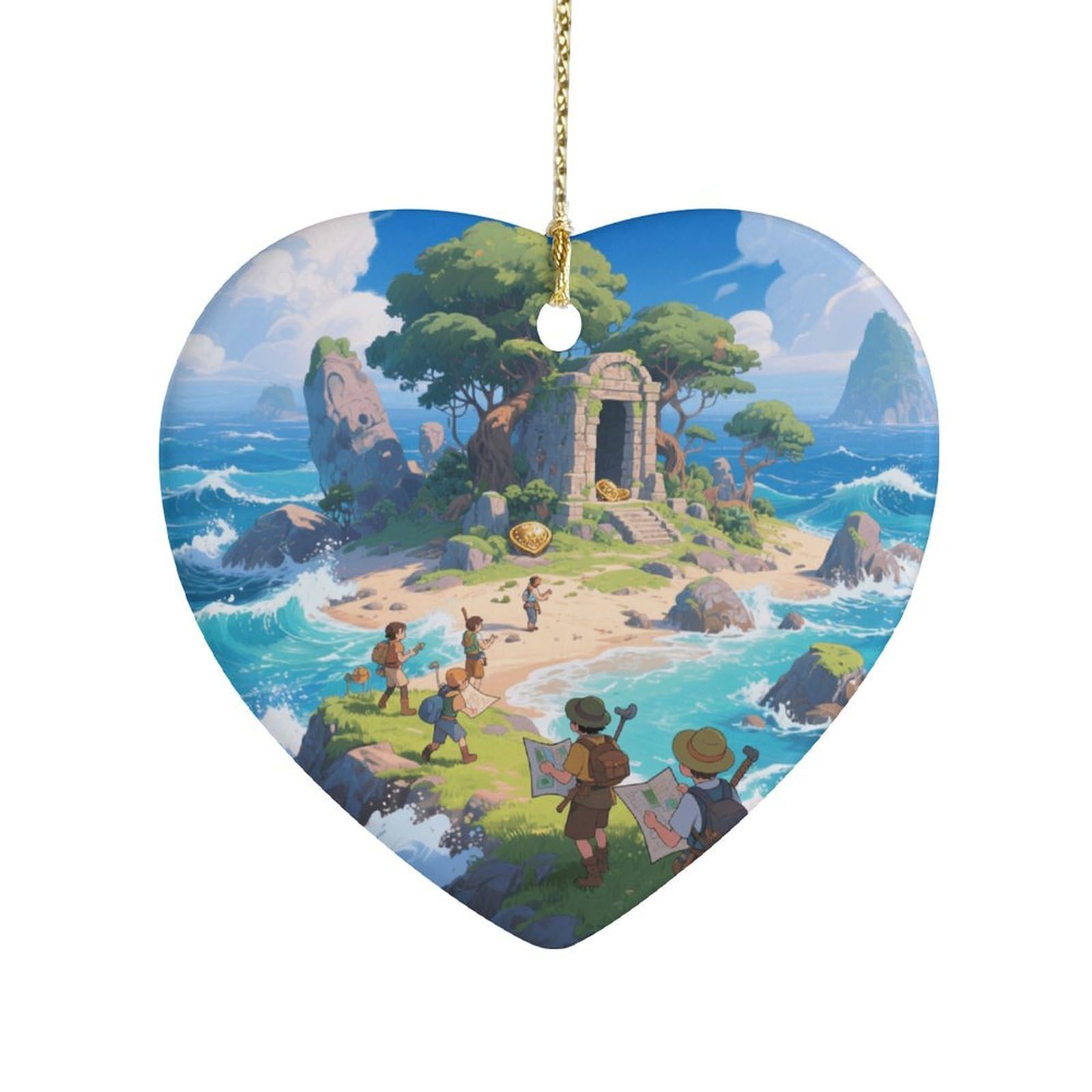 Fekiloot Style Mysterious Island Ceramic Ornament Home Decor Keepsake