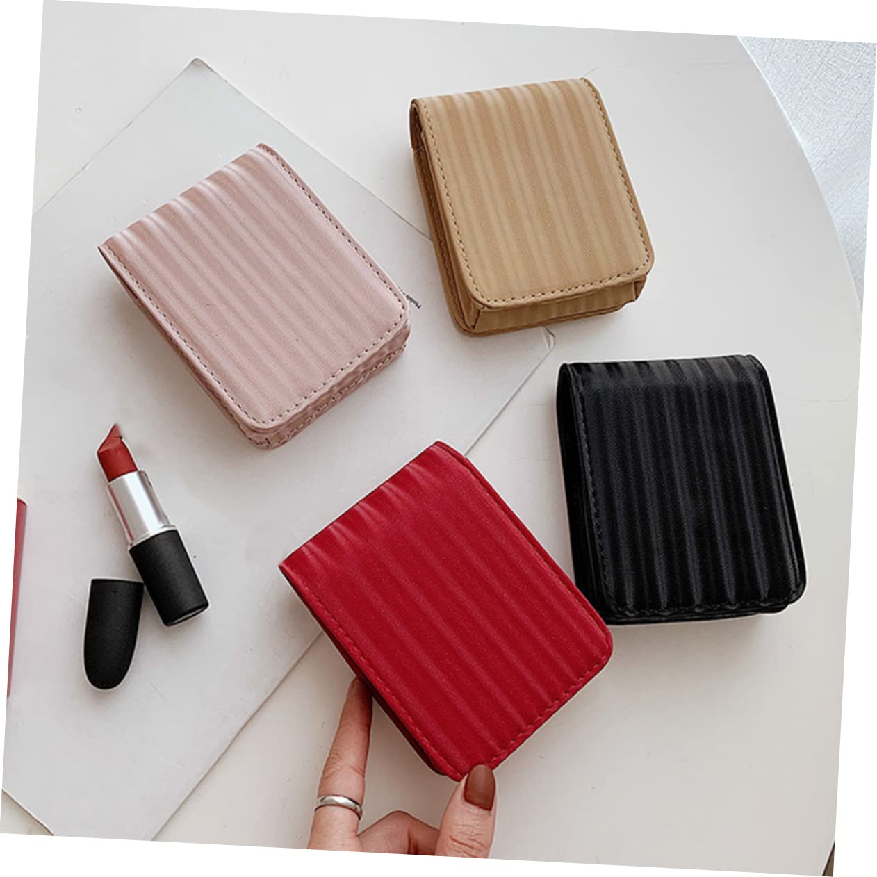 FRCOLOR 3 Pz mini borsa per rossetto makeup bag make up bag borsa cosmetici kit make up per rossetto femminile portamonete astuccio per del pu rosso