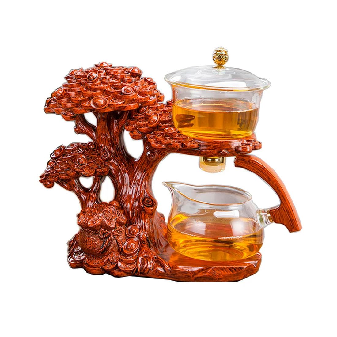 Juego de té de Kung Fu Resistente al Calor, Juego de té de Cristal Chino, Tetera automática Creativa, Infusor de té, desviación de Agua
