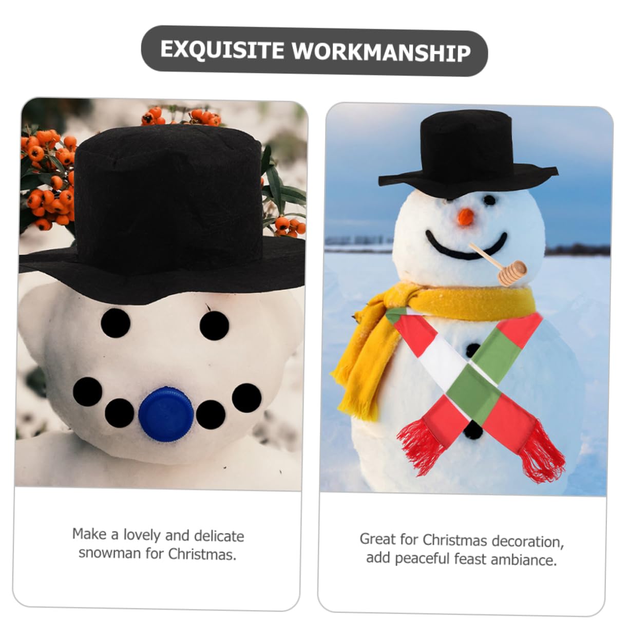 PRETYZOOM 5 Sätze Schneemann verkleiden Karotten-Schneemann-Nase Schneemann Bausatz winterdeko weihnachtsbekleidung weihnachtspresent Schneemann- weihnachtsschneemann Requisiten hölzern