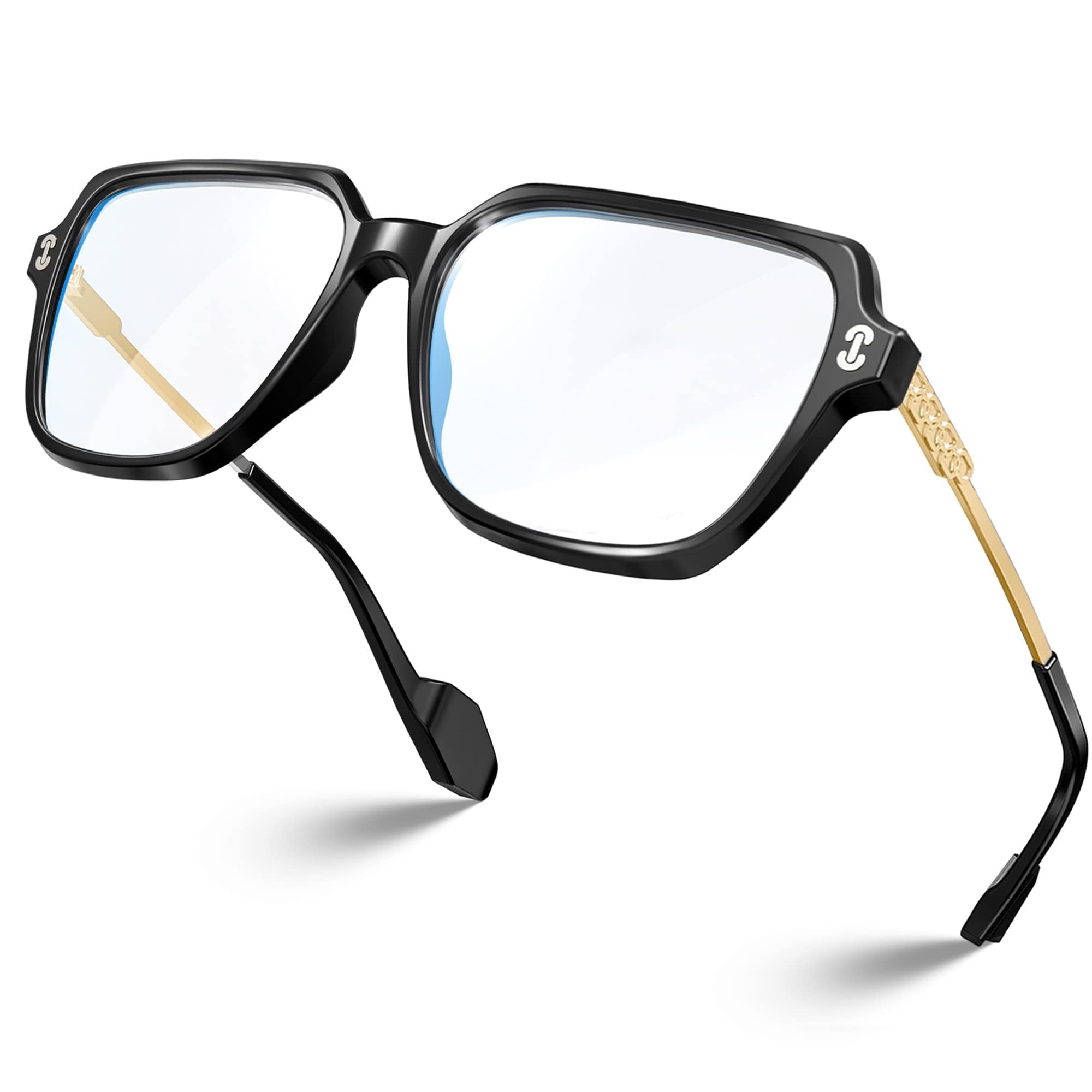 VISOONE - Gafas de bloqueo de luz azul de gran tamaño con marco cuadrado TR90 y patillas de metal para mujeres y hombres REMY