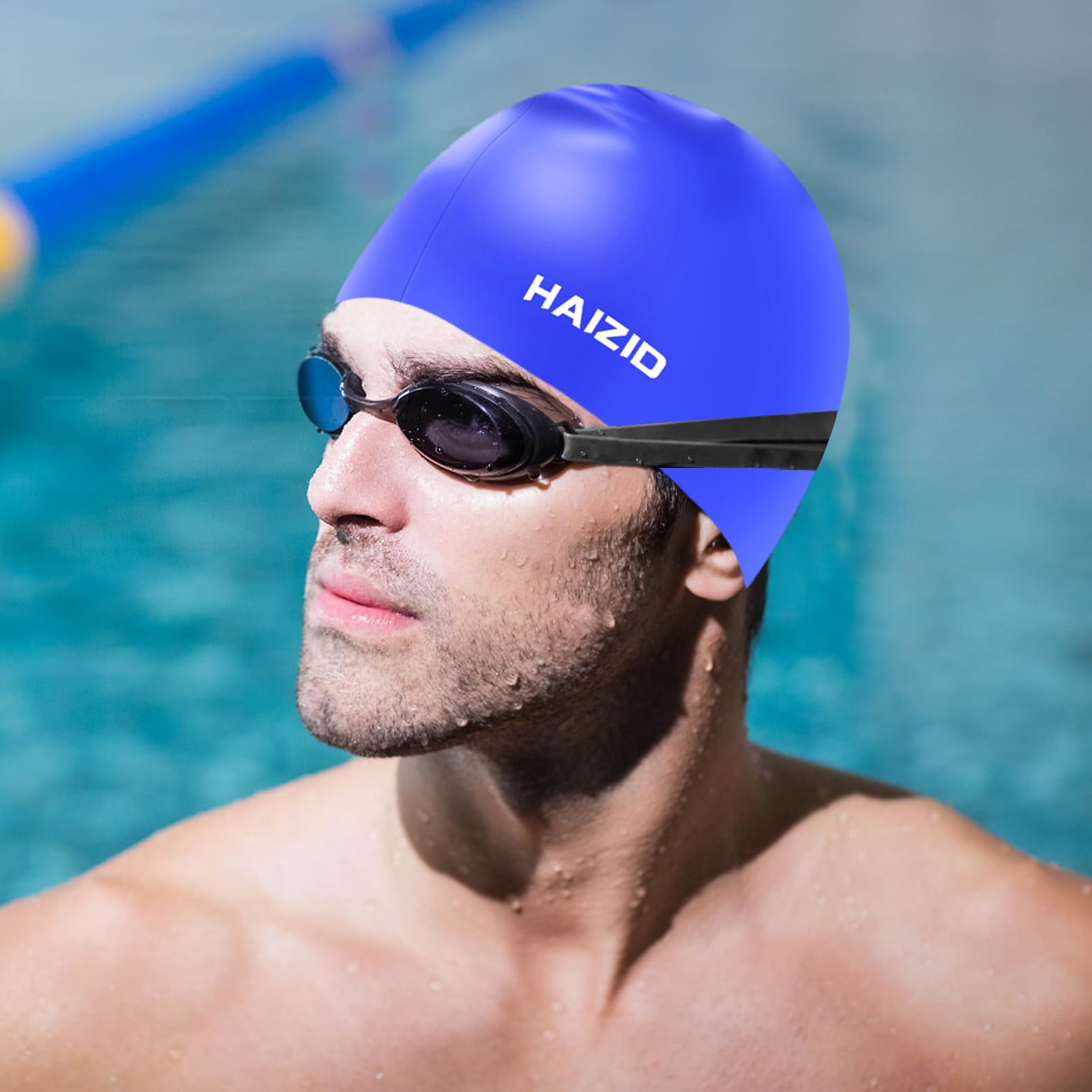 Pack de 2 Gorros de Natación en Silicona Impermeable con Protección Auditiva, Antideslizantes, para Hombres, Mujeres y Niños, Ideal para Cabello Largo y Corto, Mantiene el Cabello Seco