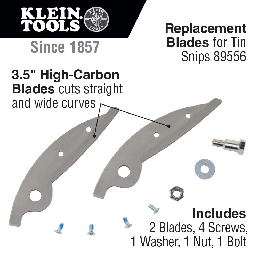 Replacement Blades for Tin Snips Klein Tools Cat. No. 86556 Cut Tin, Copper, Aluminum, More Klein Tools 89555 - Image 2