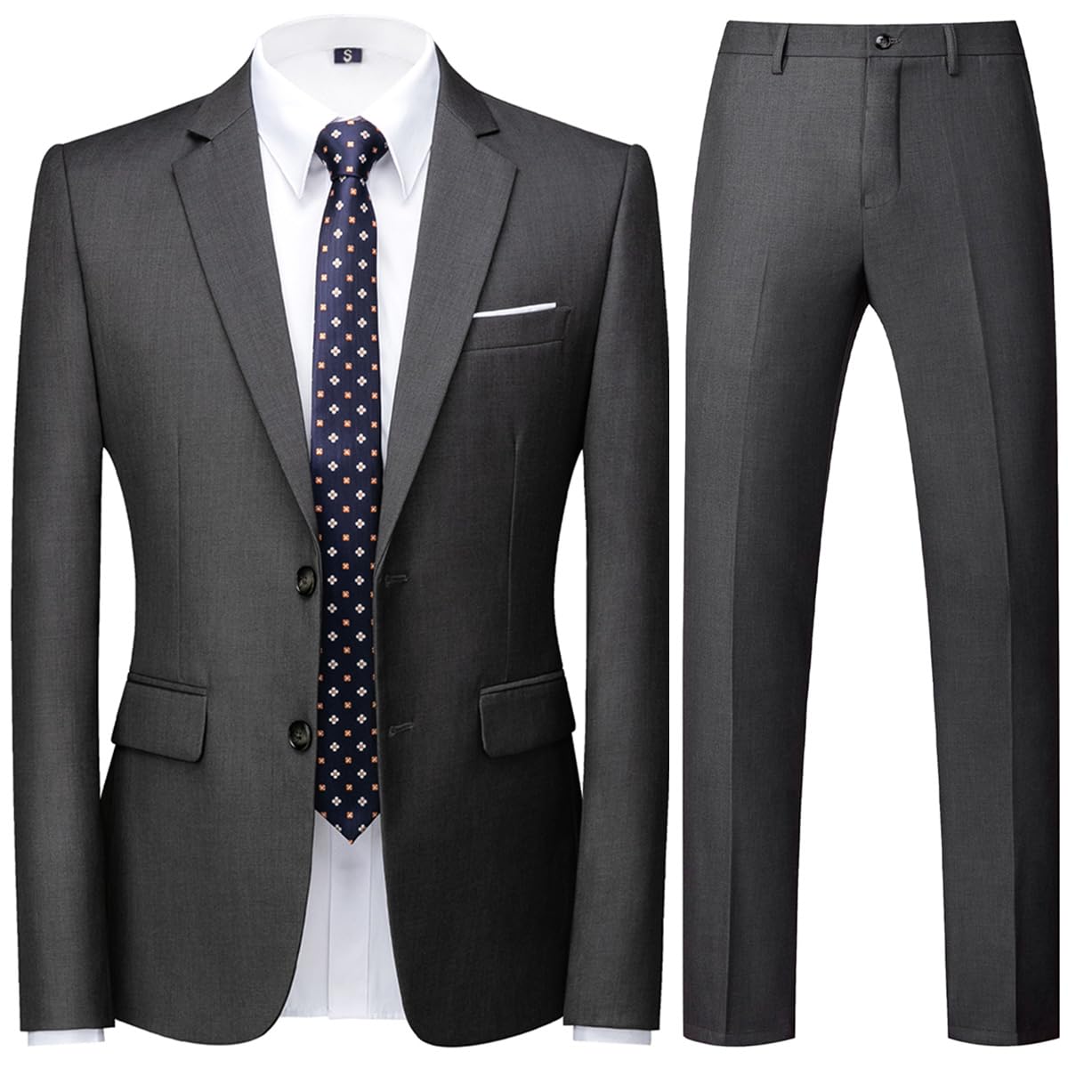 Allthemen Traje de Hombre de 2 Piezas de Ajuste Delgado de un Solo Pecho Trajes de Dos Botones Boda Pantalones de Chaqueta de Negocios
