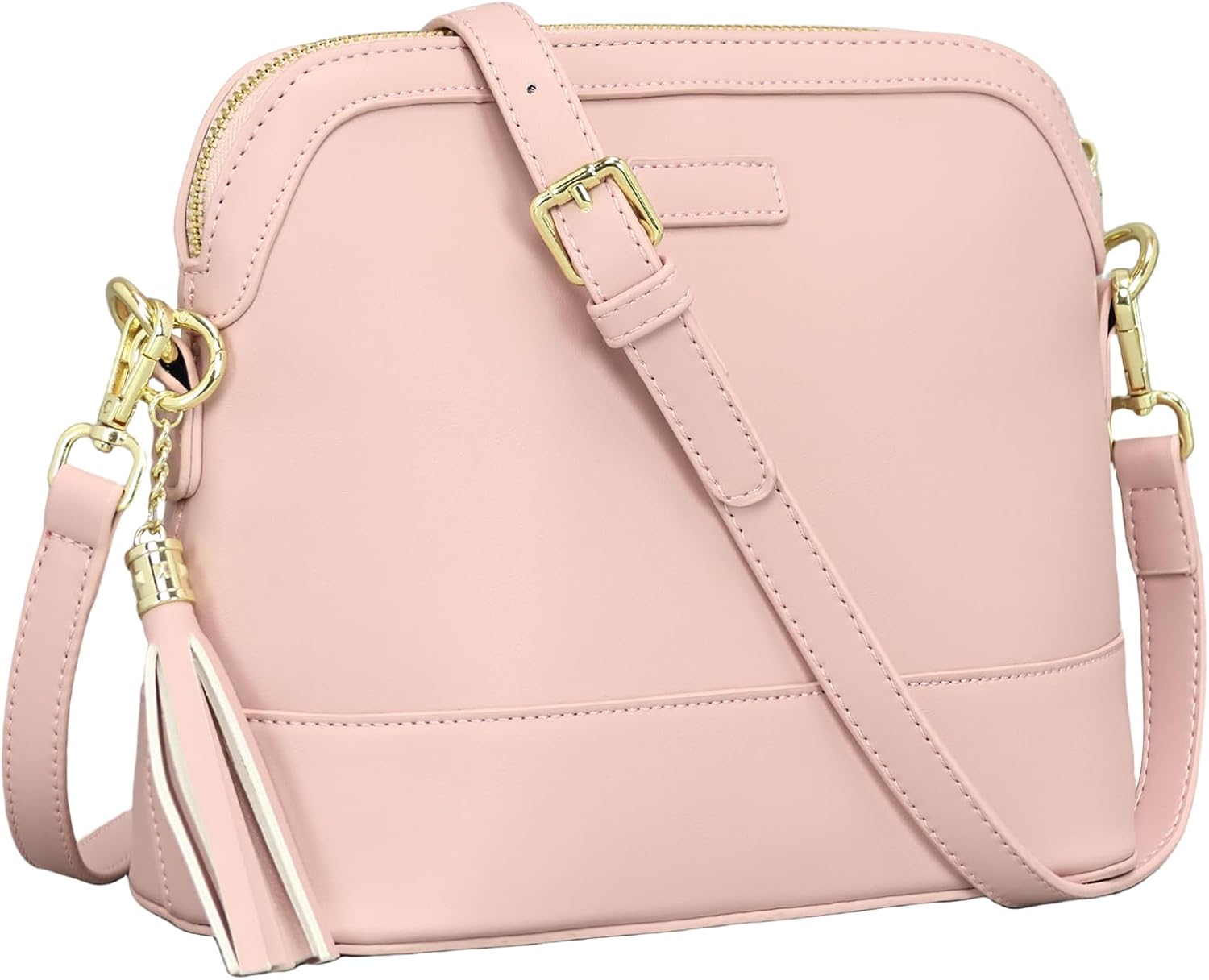 Zip Crossbody Bag for Women, Vegan Leather Phone Purse Shoulder Handbag with Adjustable Strap for Travel/Daily Use