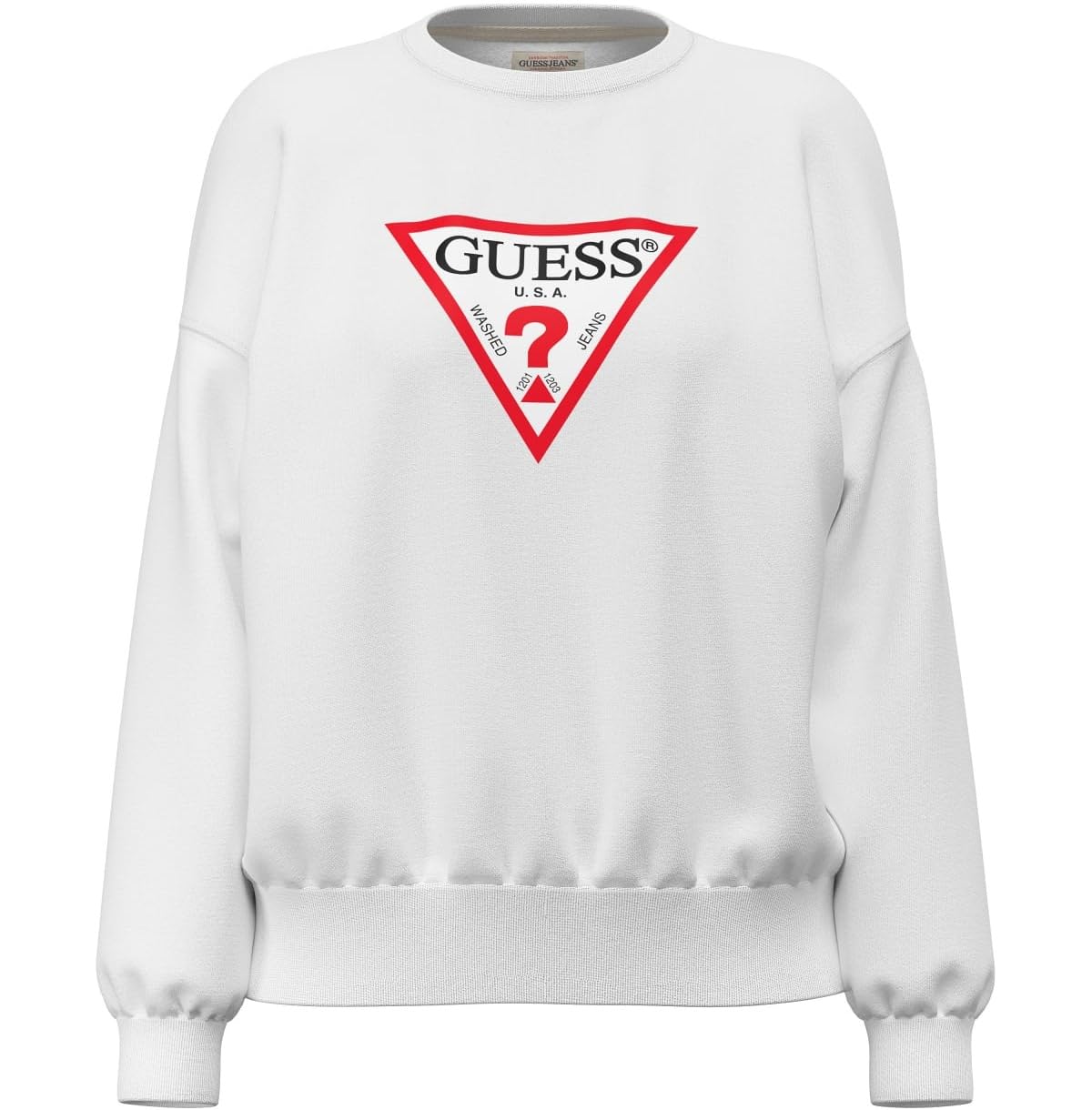 Guess Women's White Triangle Icon Sweatshirt in Size 12, Sports Direct