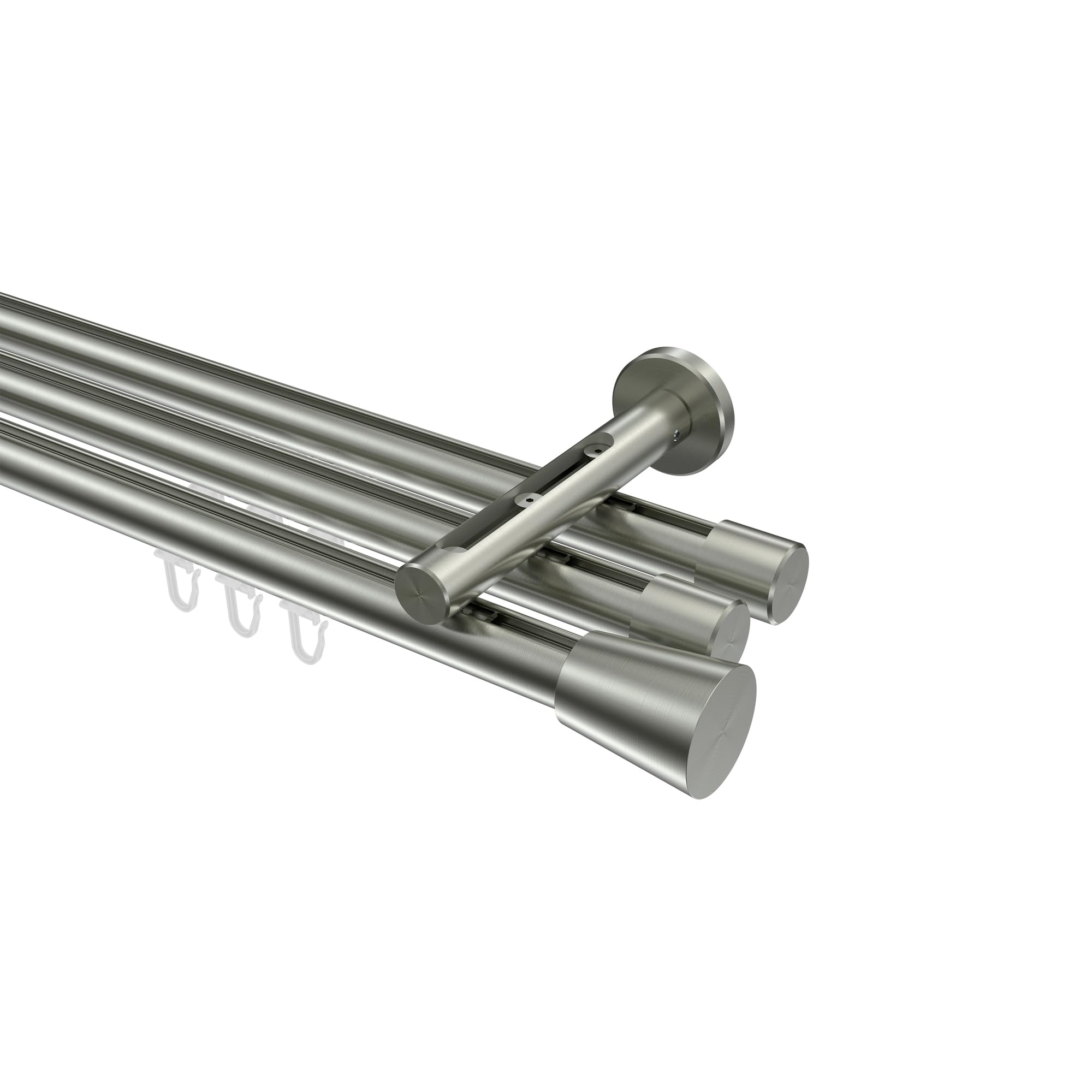 INTERDECO Innenlaufstange 20 mm 3-läufig Edelstahl-Optik 400 cm